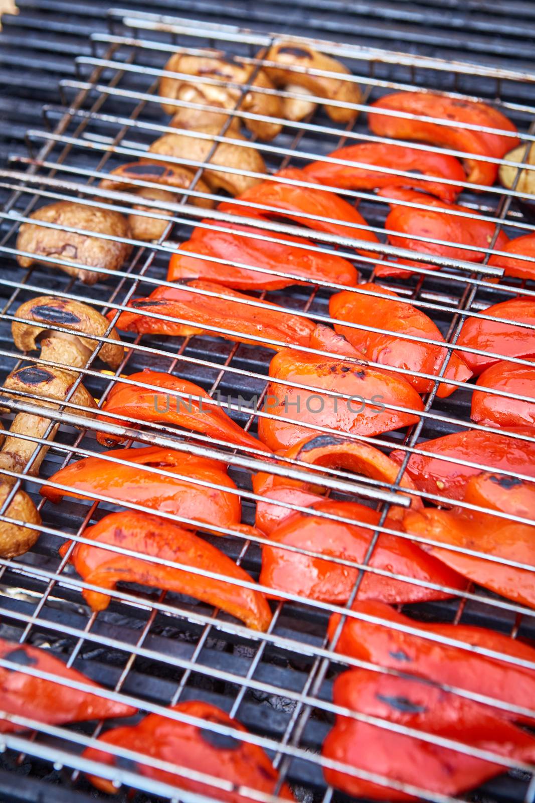 vegetables on the grill over low heat for preparing