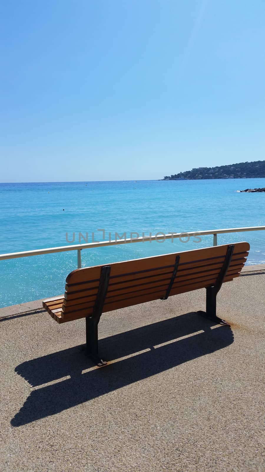 Bench With A View Over Mediterranean Sea. Roquebrune-Cap-Martin in France