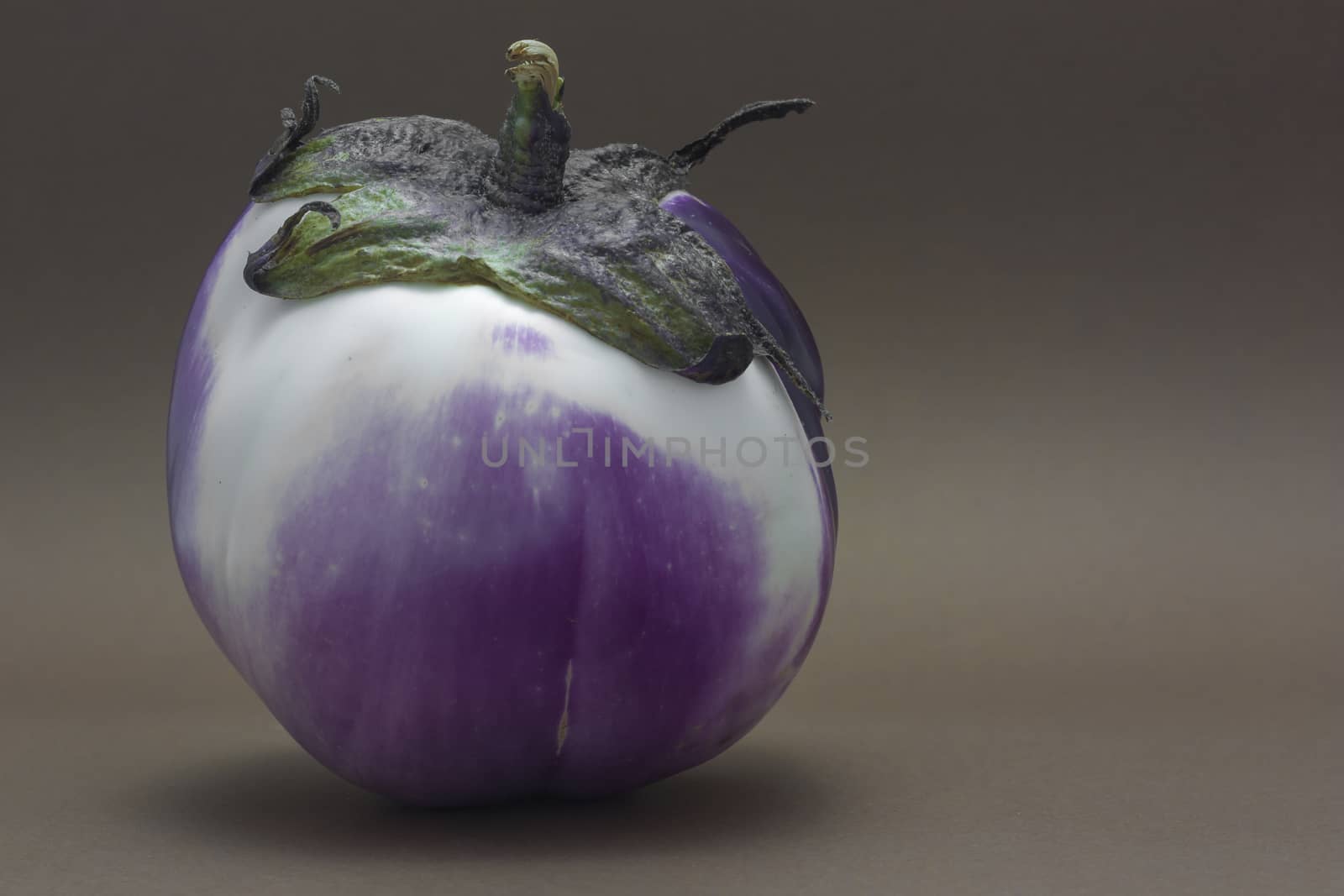 Ripe fresh eggplant isolated on brown background as a concept of healthy nutrition