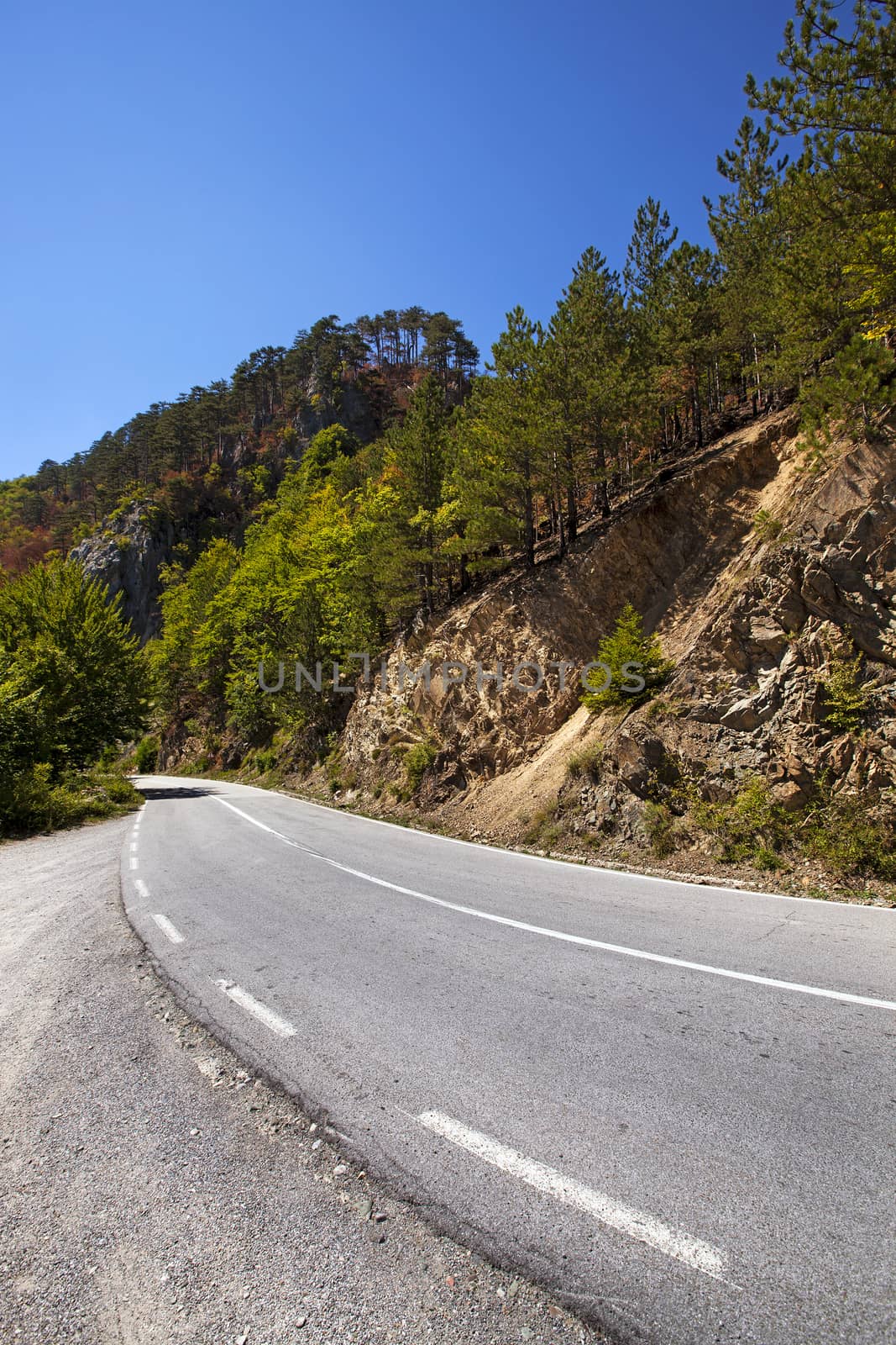   the small asphalted road passing in mountains, Montenegro