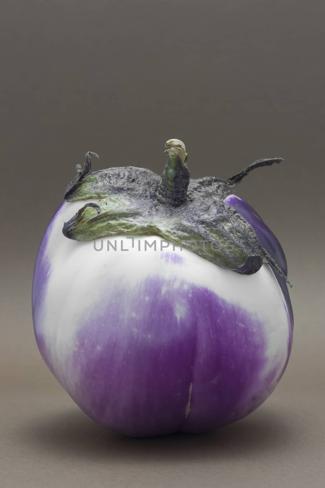 Ripe fresh eggplant isolated on brown background as a concept of healthy nutrition