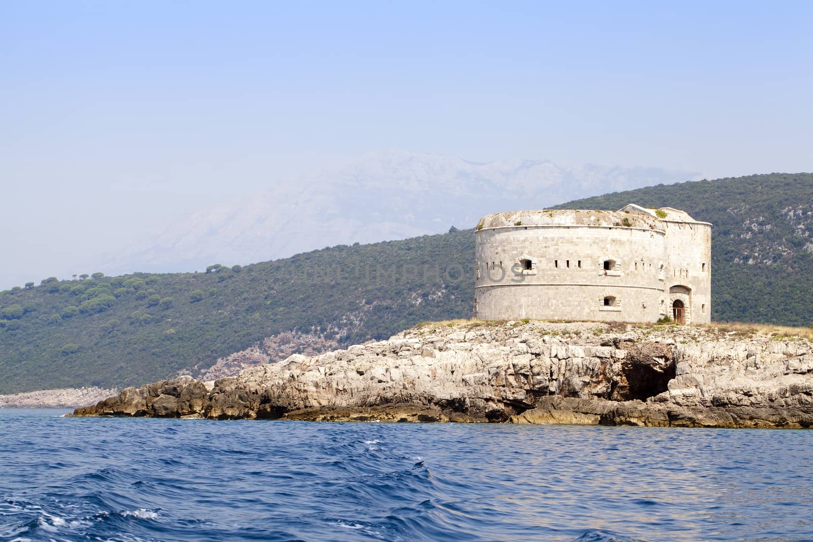   the island on which ancient fortress settles down. Mamula island, Montenegro