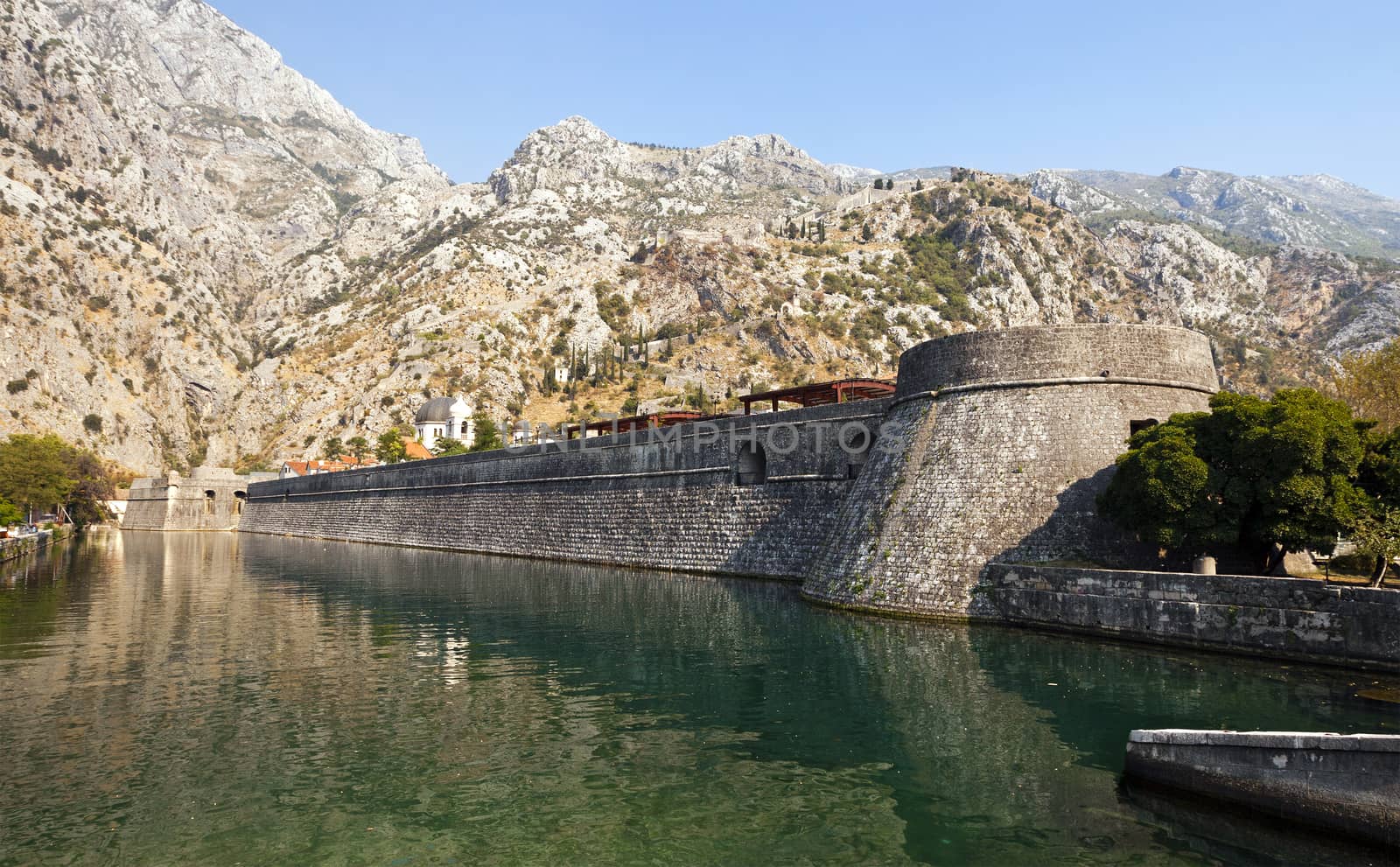  part of a wall of the fortress located in the city of Kotor, Montenegro