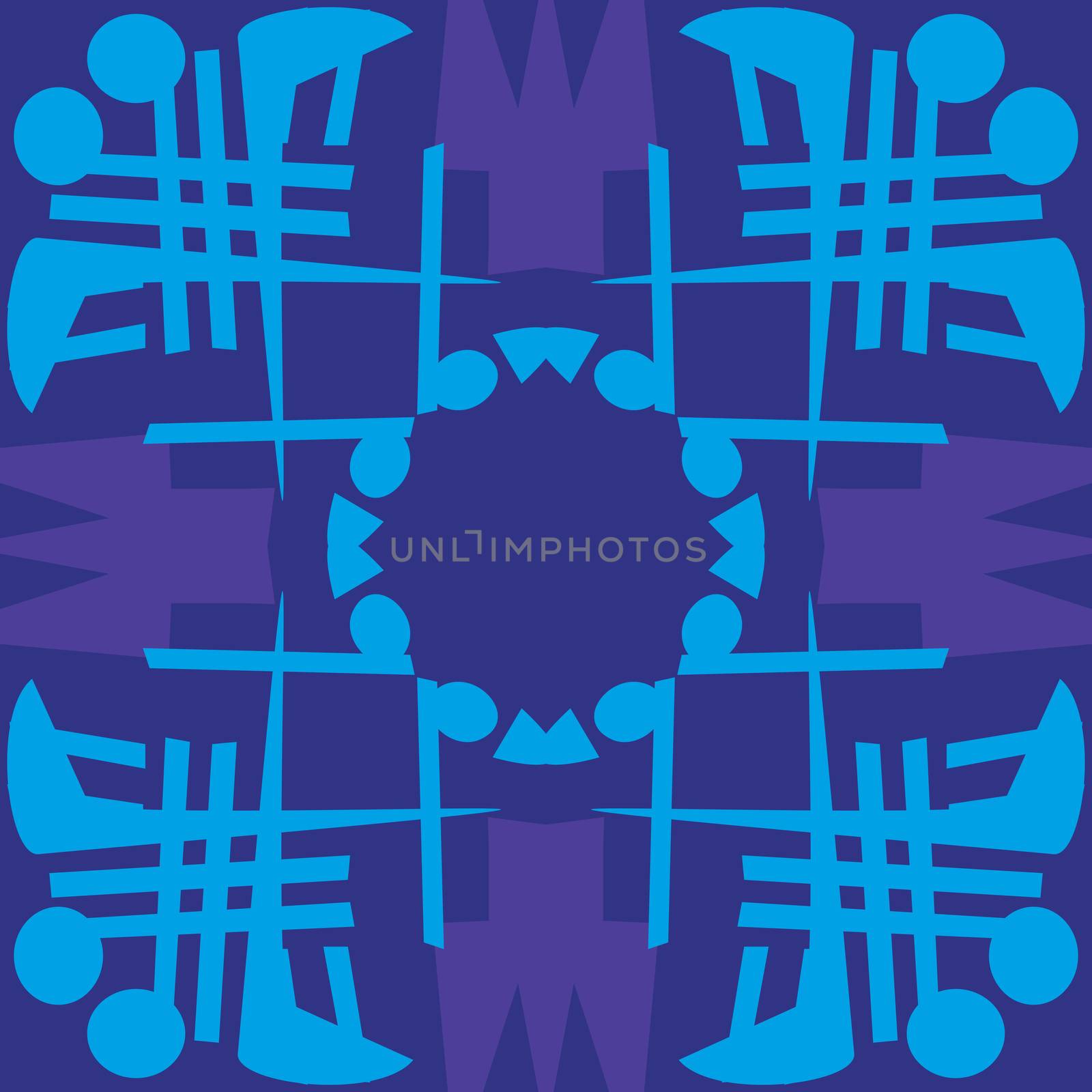 Blue Symmetrical Tile Patterns by TheBlackRhino
