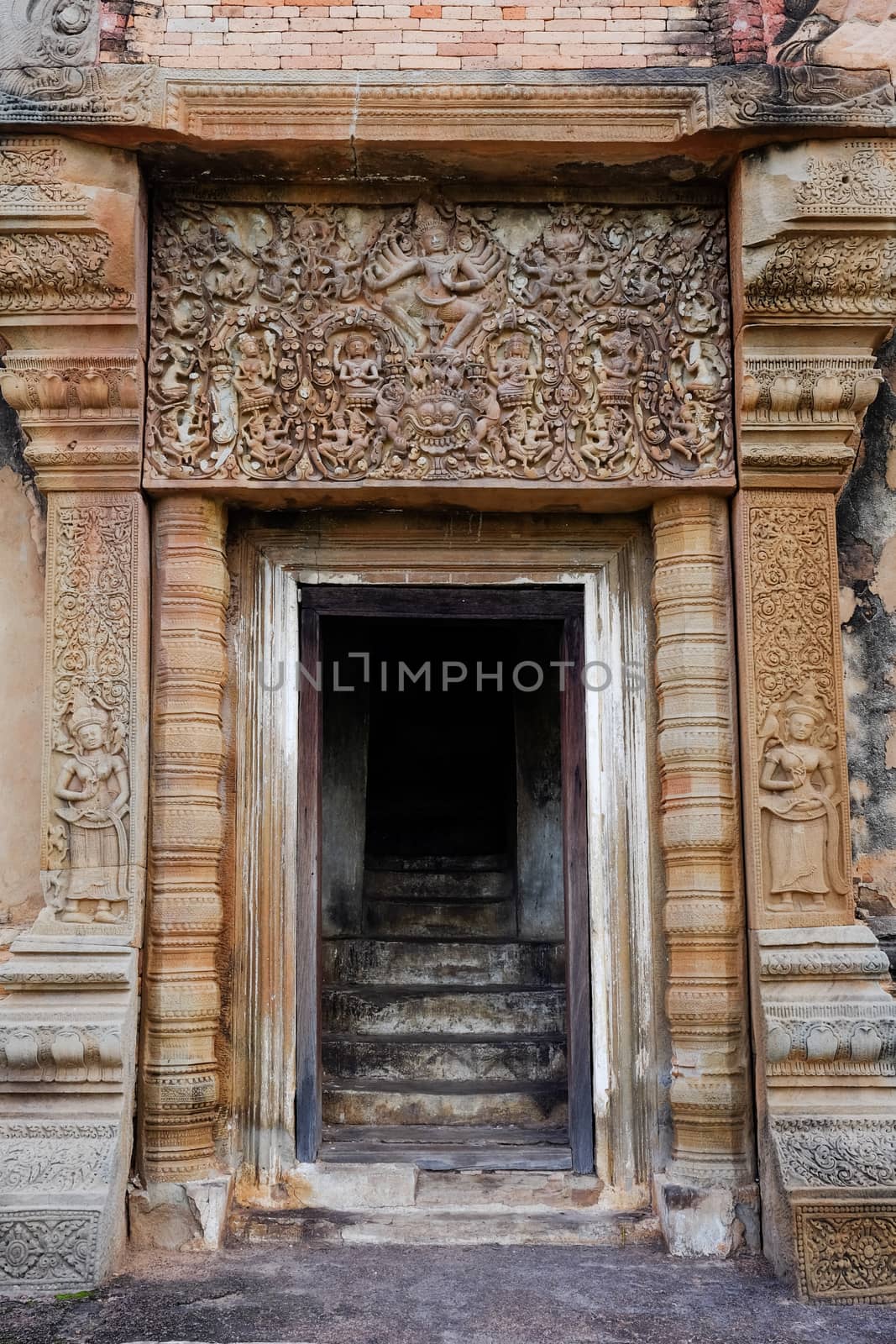 Stone carve at castle rock temple in Sikhoraphum, Surin, Thailand. Called "Prasat Sikhoraphum"