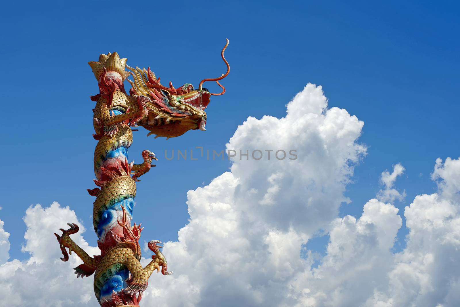  Chinese dragon with beautiful sky  background   