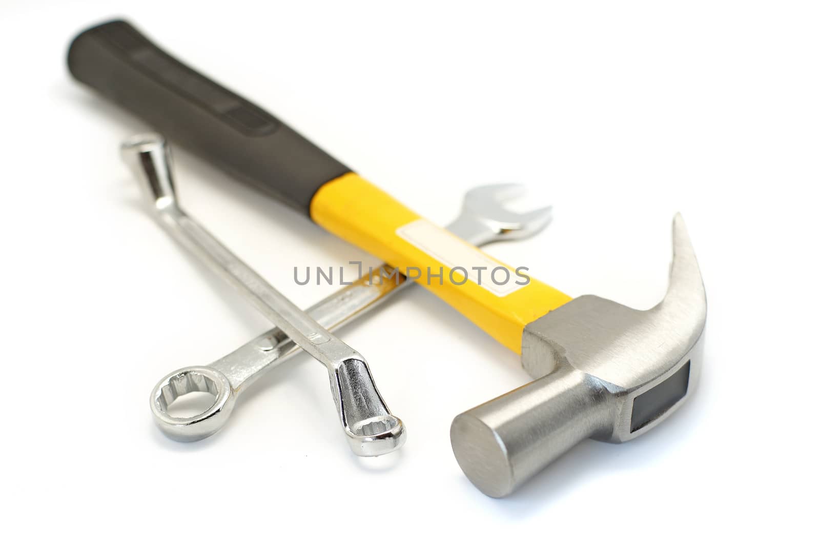 hammer and wrench isolated on white background