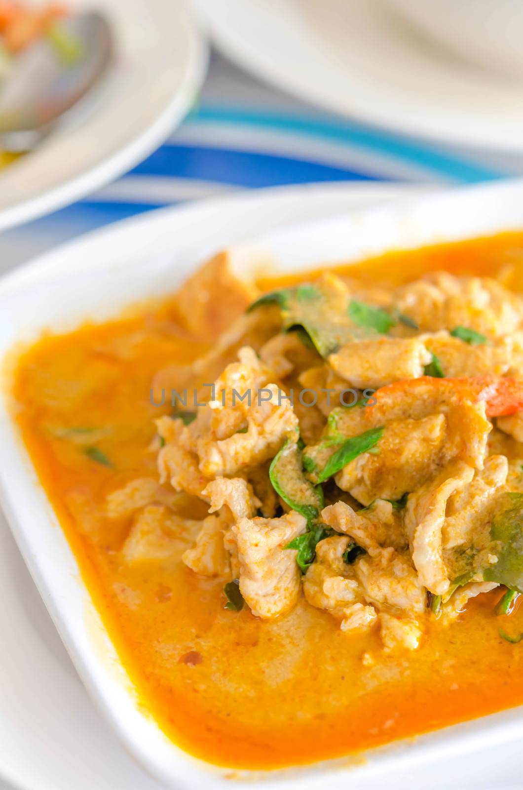 close up red curry with pork and coconut milk (Panaeng), Thai cuisine