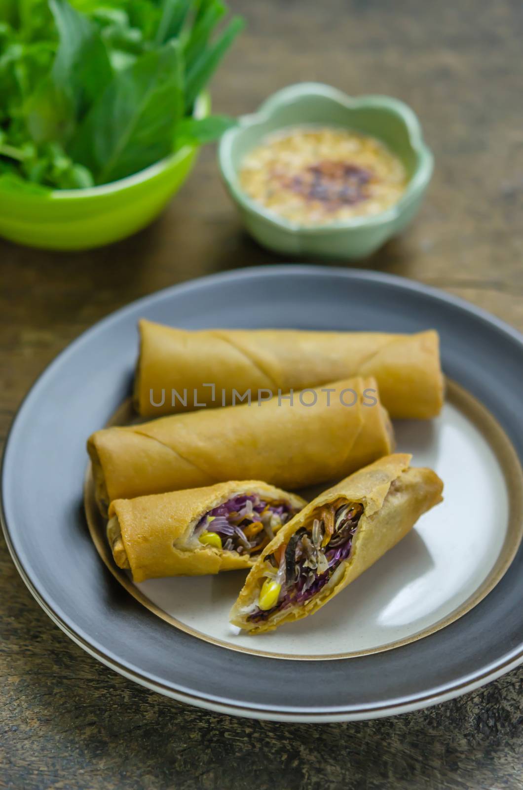Fried Chinese Traditional Spring rolls food, asian cuisine