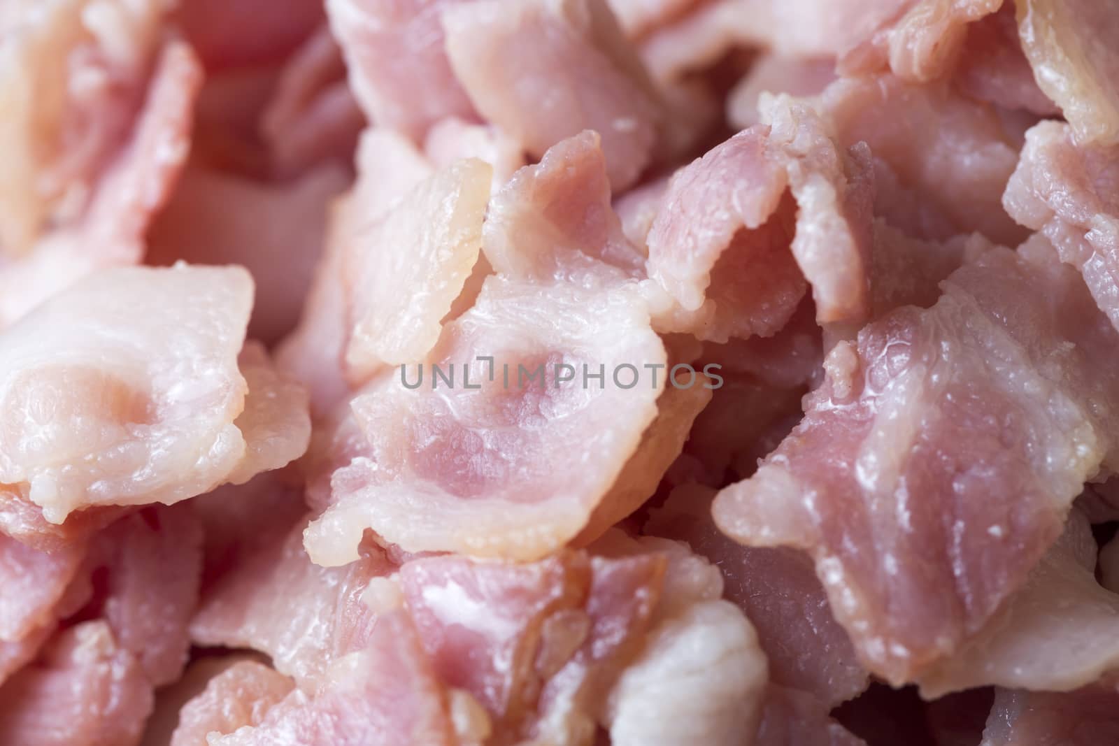 Sliced Bacon in a pile Close Up