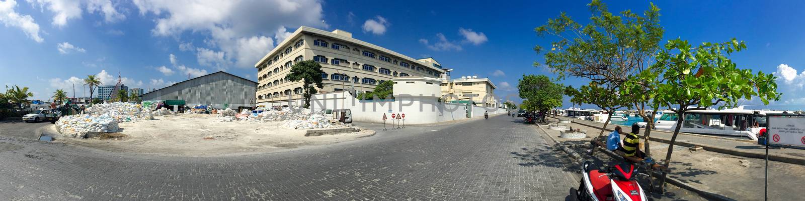 MALE, MALDIVES - CIRCA MARCH 2015: City skyline on a beautiful day. Male is the starting point for maldivian tourism.