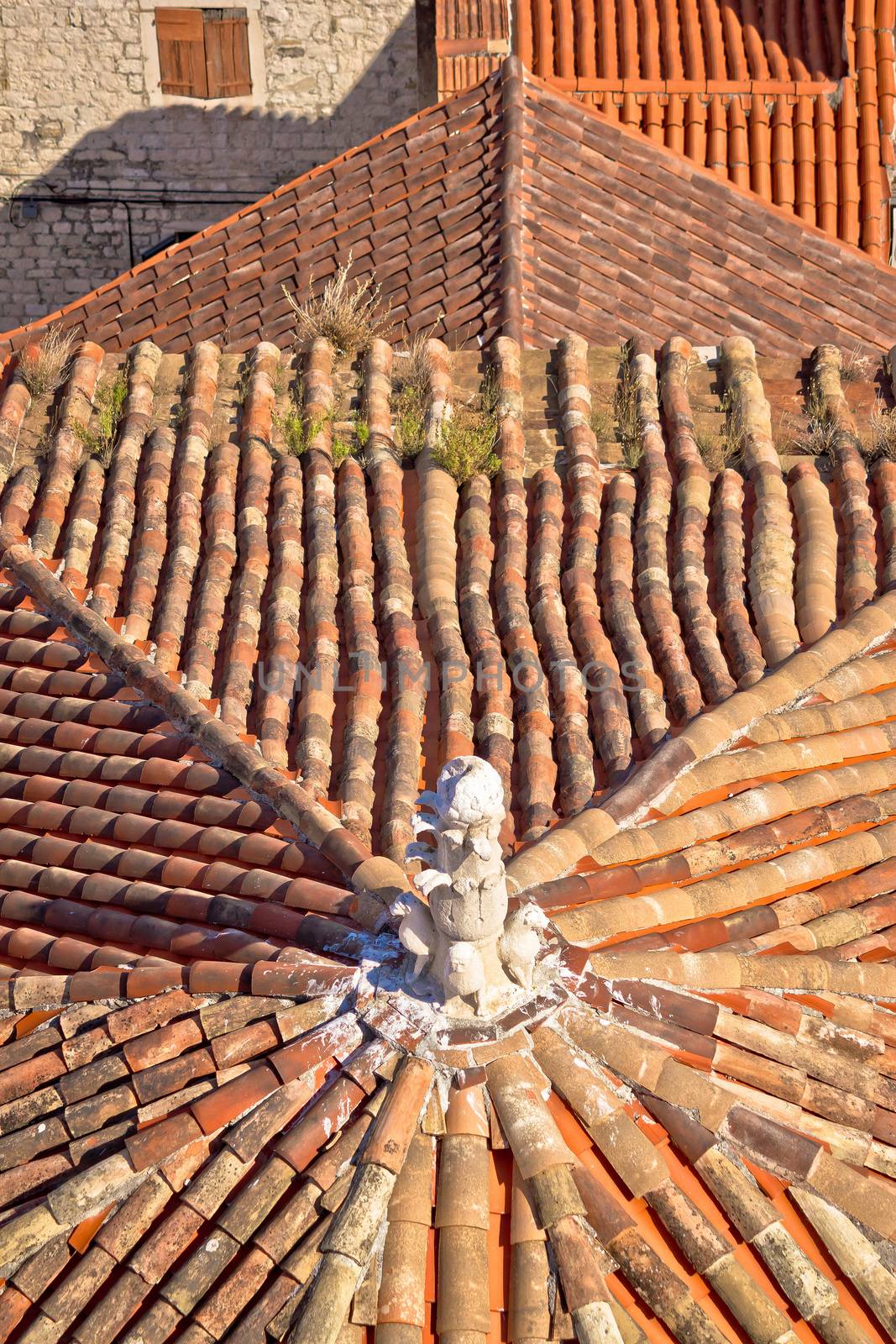 Old mediterranean style rooftops of Split aerial view, Dalmatia, Croatia