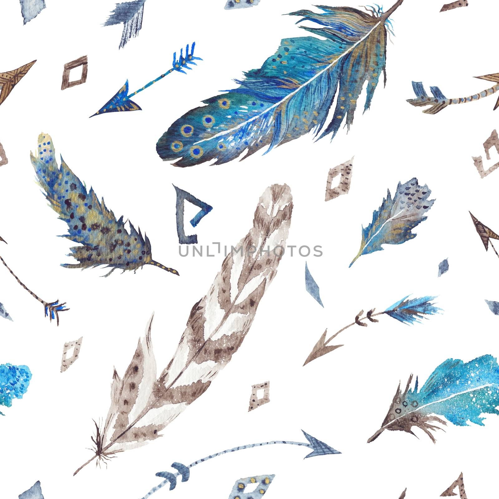Watercolor Feather Pattern by kisika