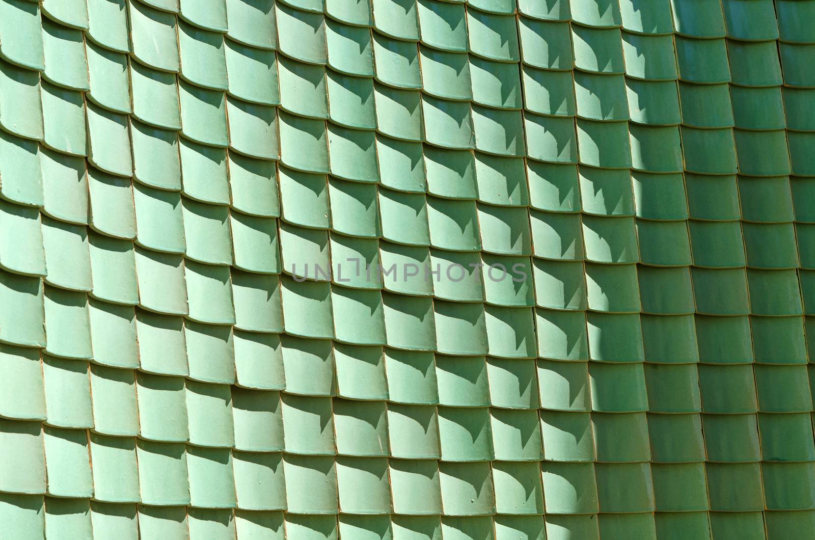 Traditional chinese green glazed tile, Curve wall by siraanamwong