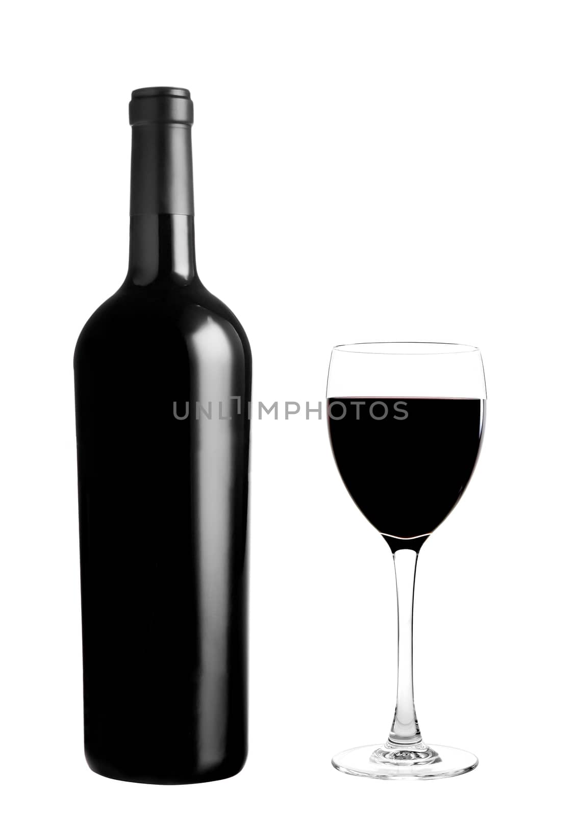red wine bottle with glass by ozaiachin