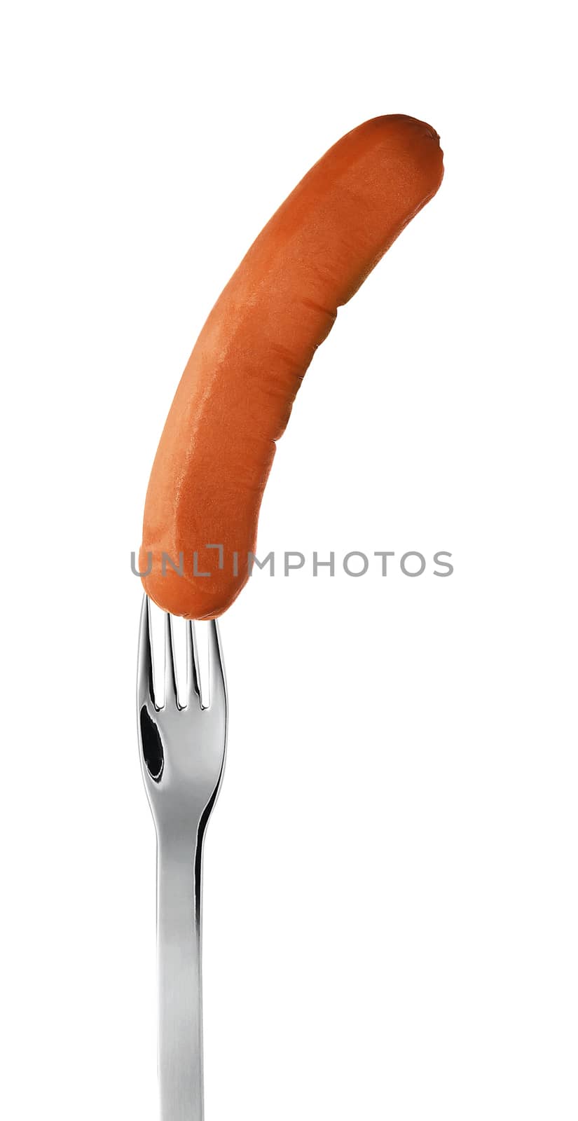 close up of sausage and fork