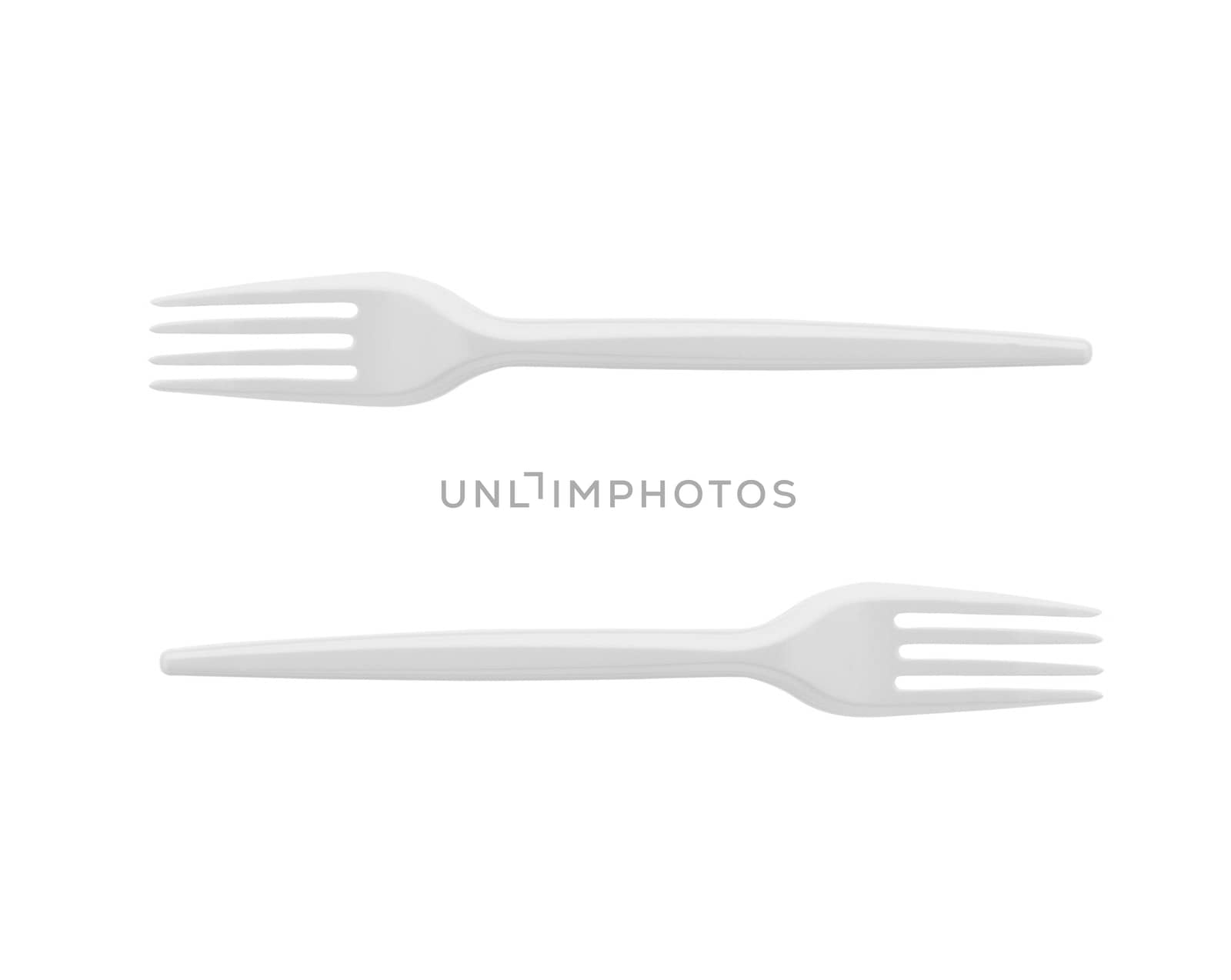 Plastic Forks on White Background