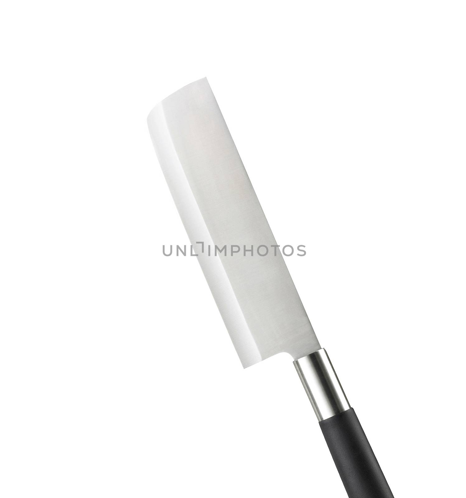 a large kitchen knife on a white background