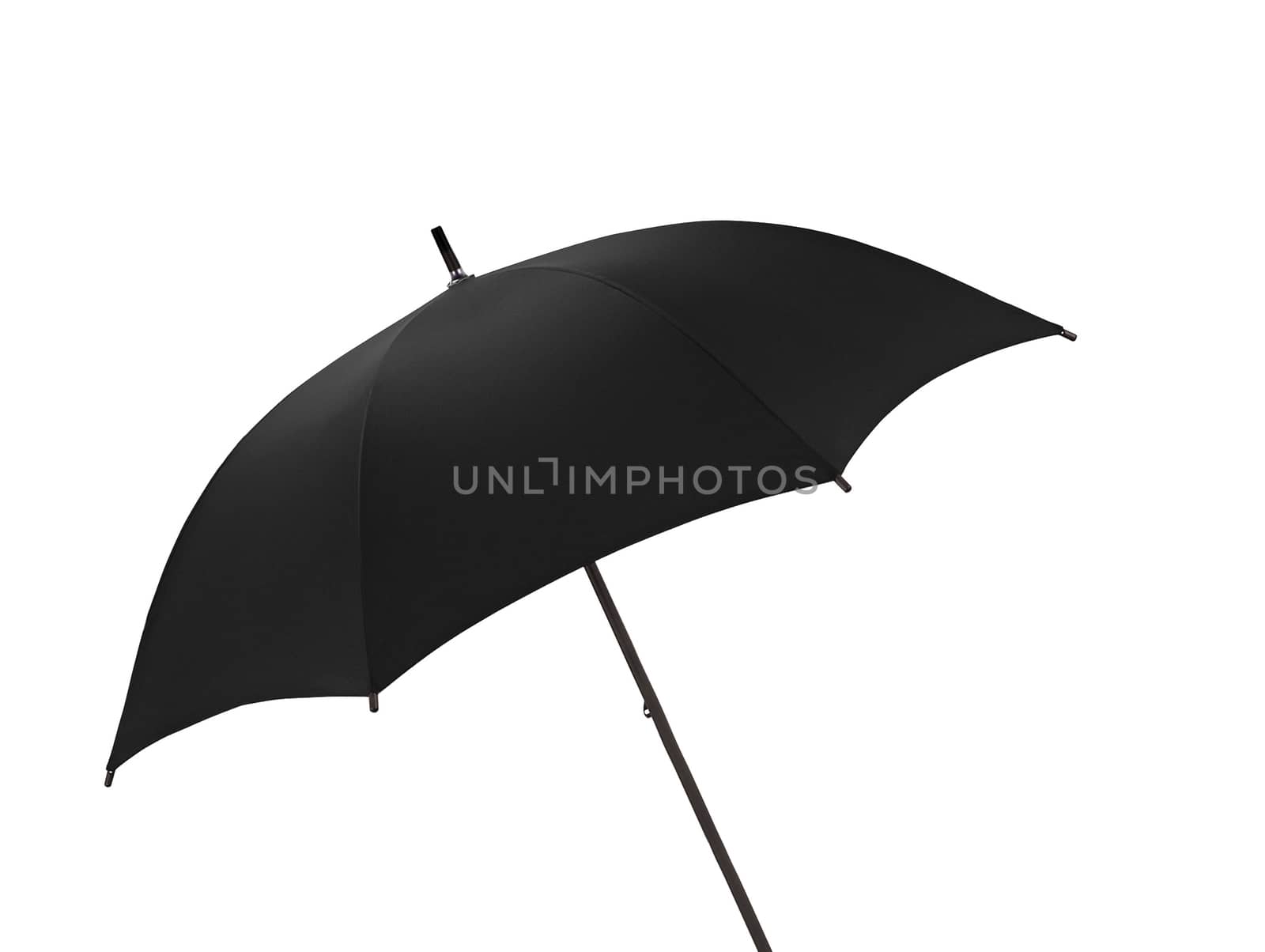 Black vintage umbrella isolated on white by ozaiachin