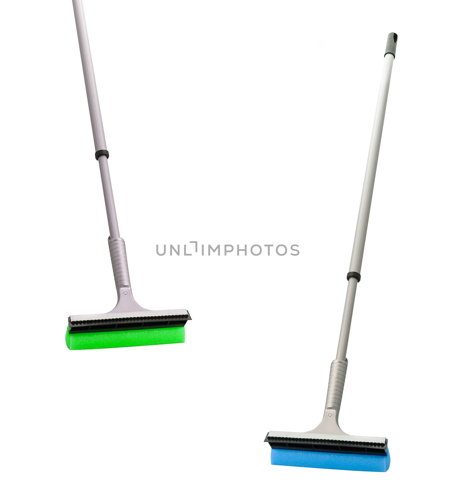 plastic brooms isolated on white by ozaiachin