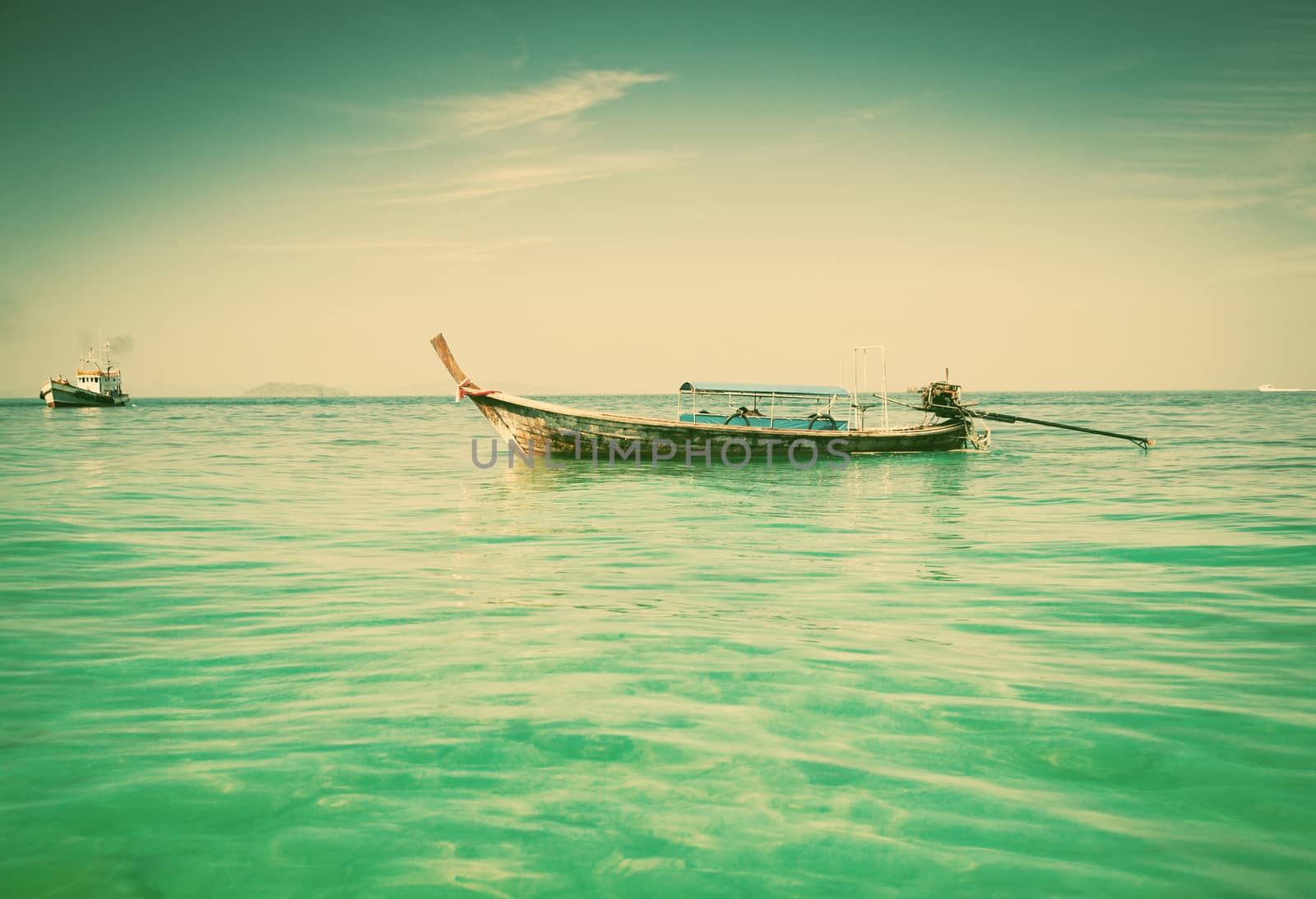 Longtail boats on the beautiful beach, Thailand