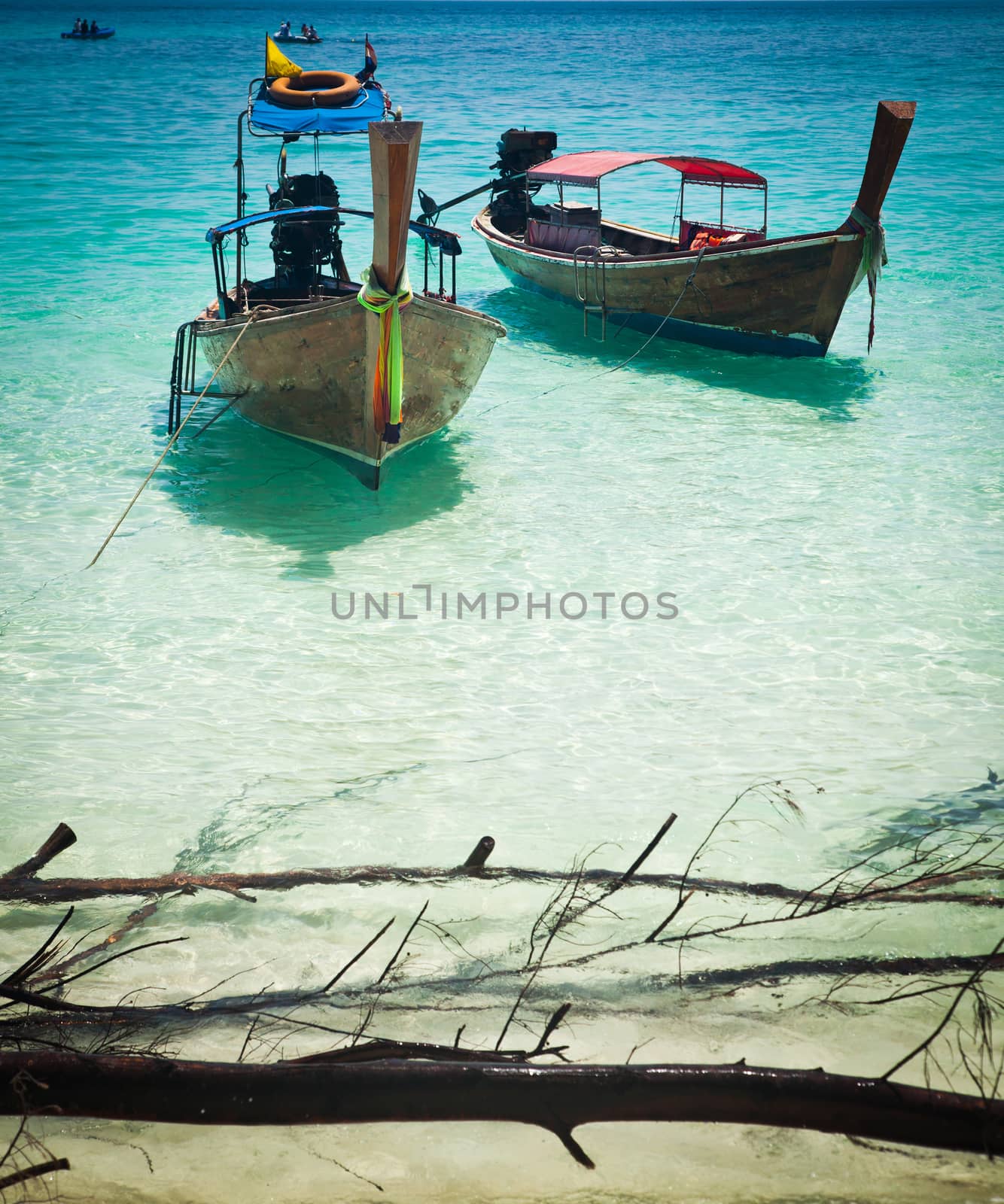 Longtail boats on the beautiful beach, Thailand