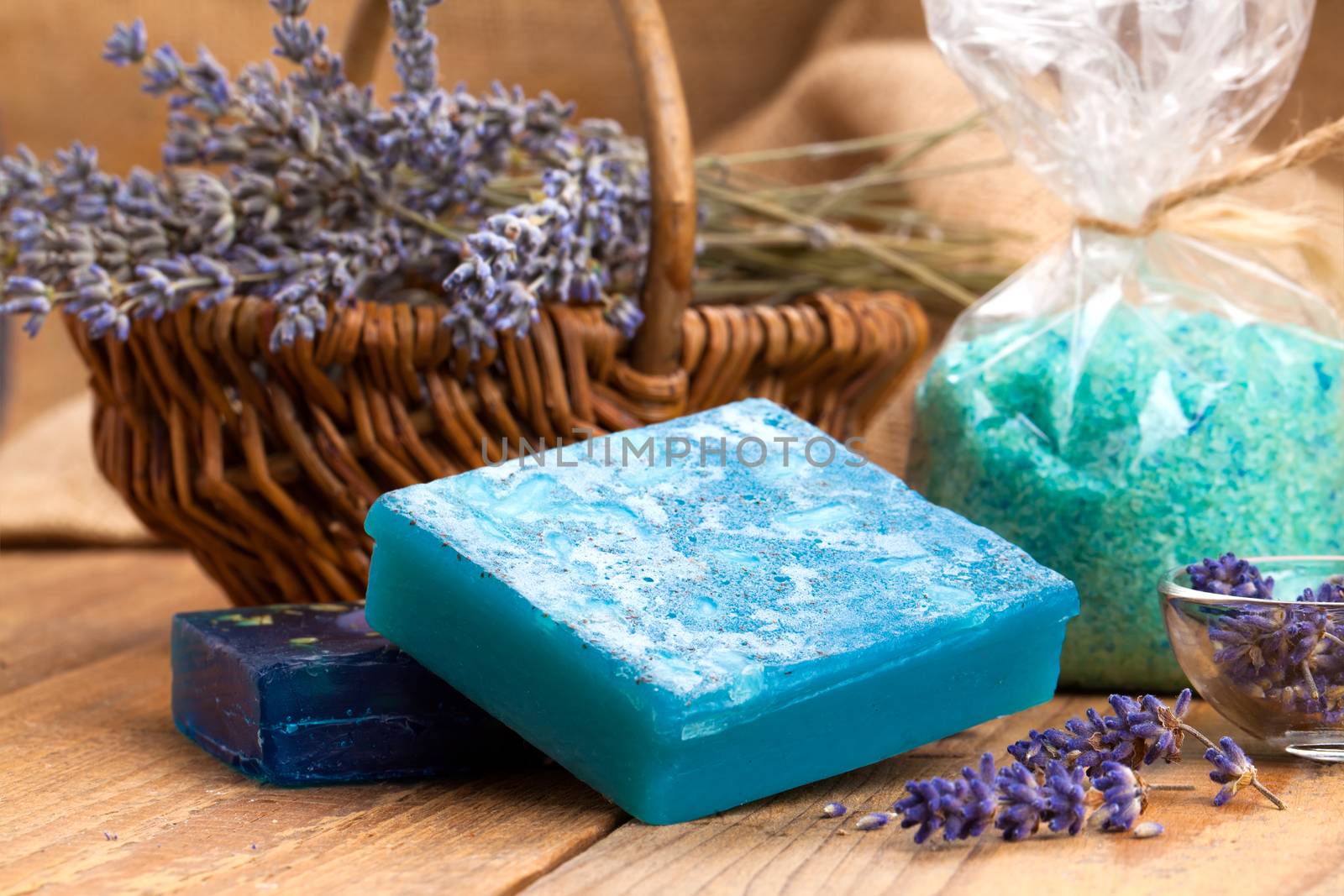 Homemade Soap with Lavender Flowers and Sea Salt