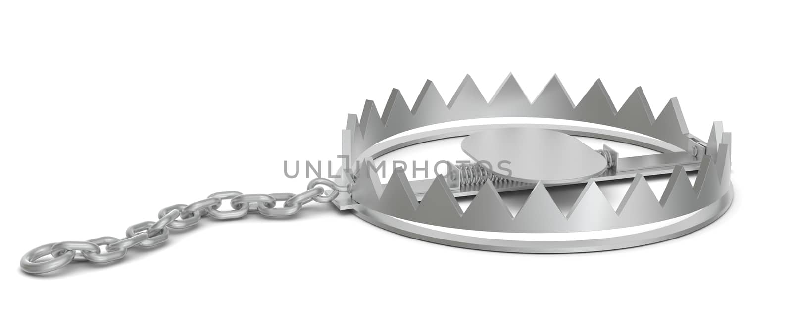 Bear trap on isolated white background, side view