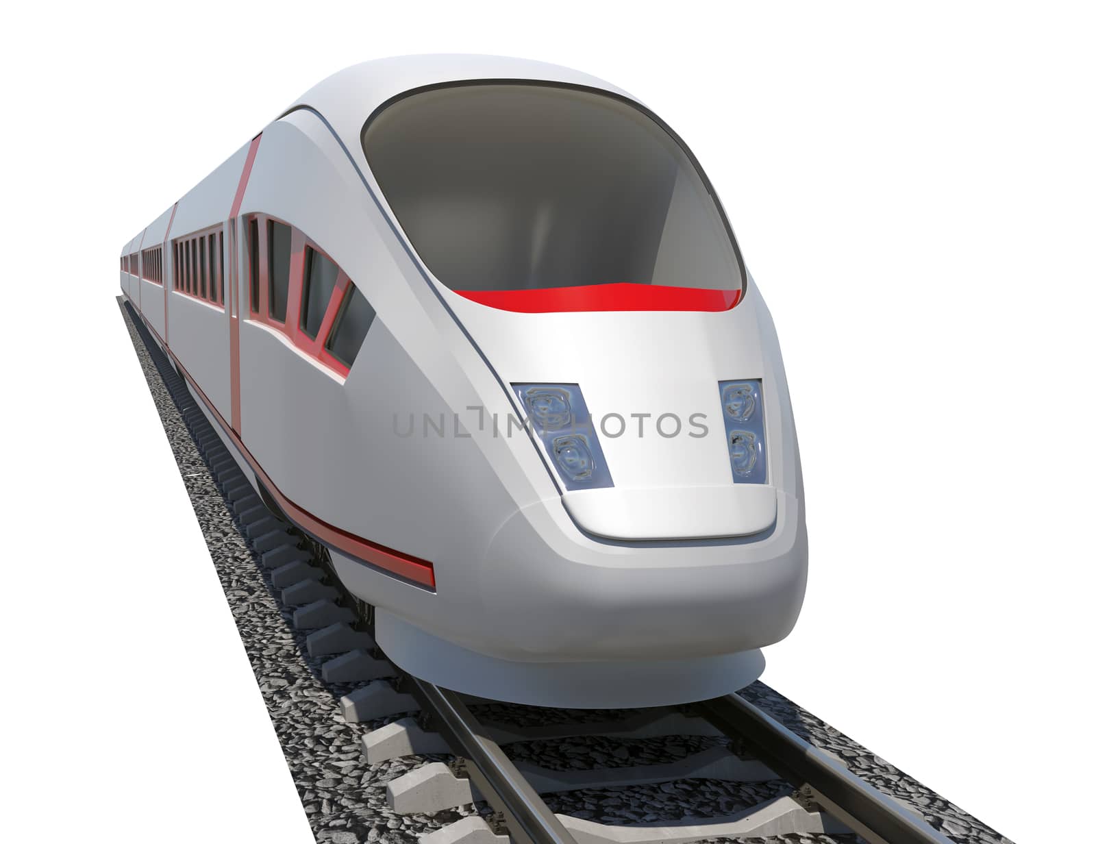 Train on isolated white background, side view