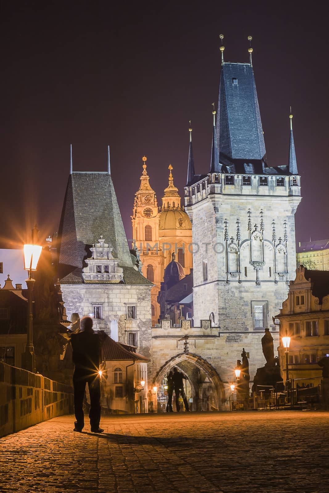 Famous tower at the Charles bridge in Prague

