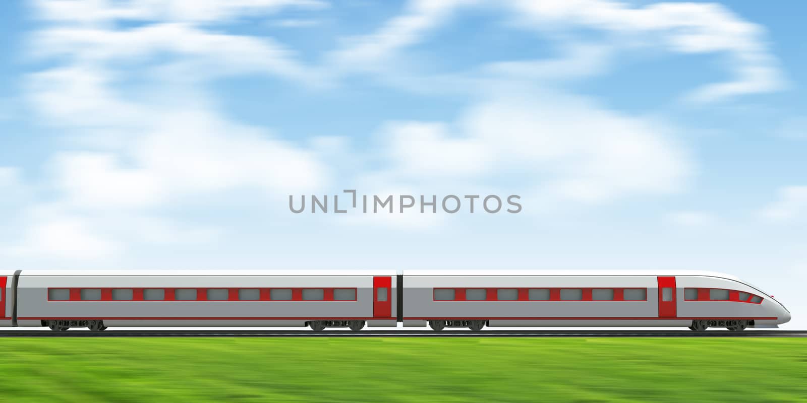 Train moving forward on rail-tracks by cherezoff