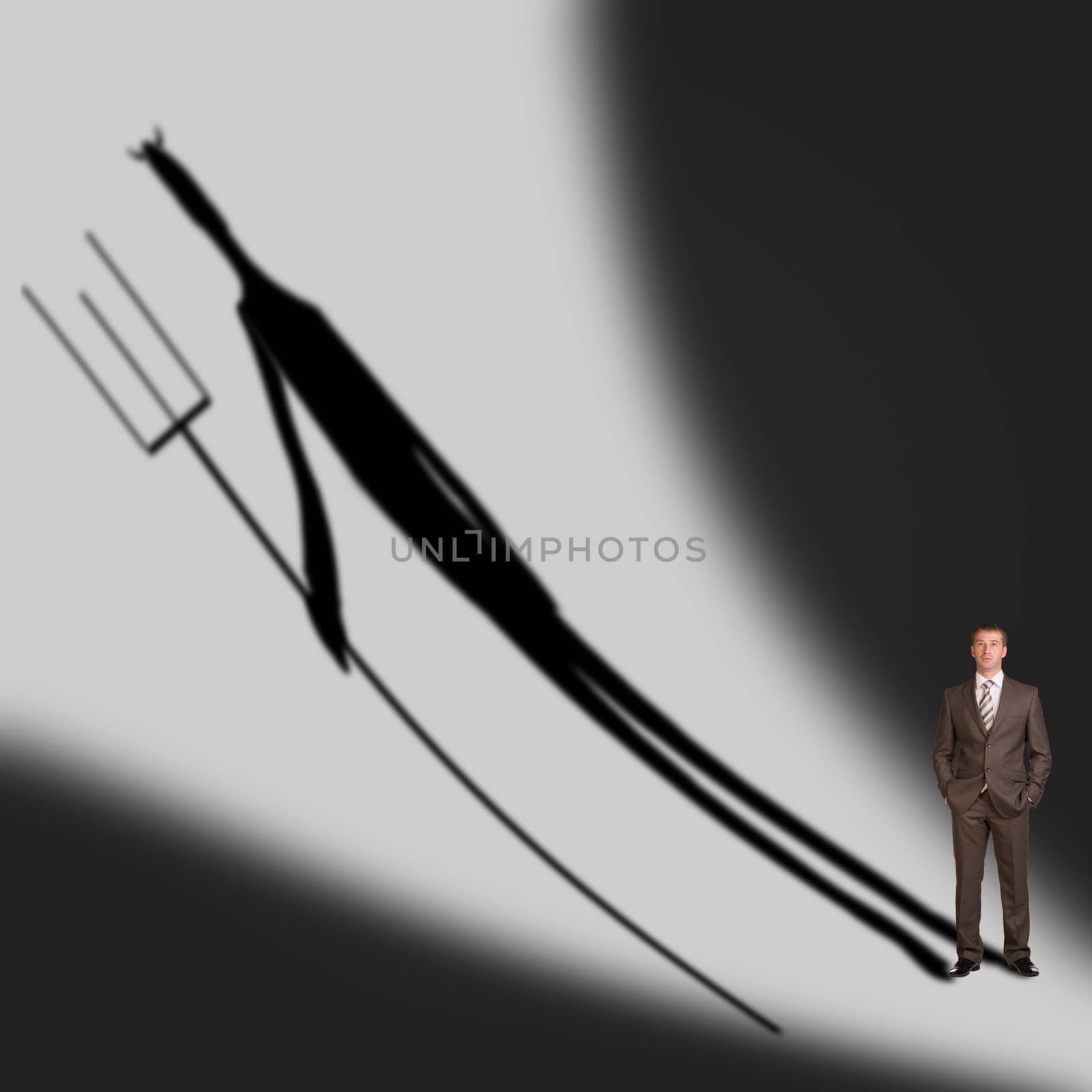 Businessman with demon shadow by cherezoff