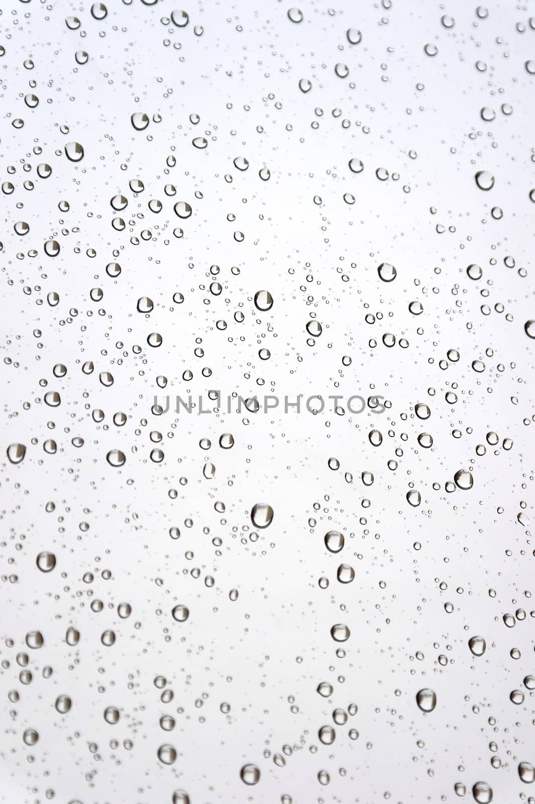 Drops of rain on the inclined window (glass). Shallow DOF.