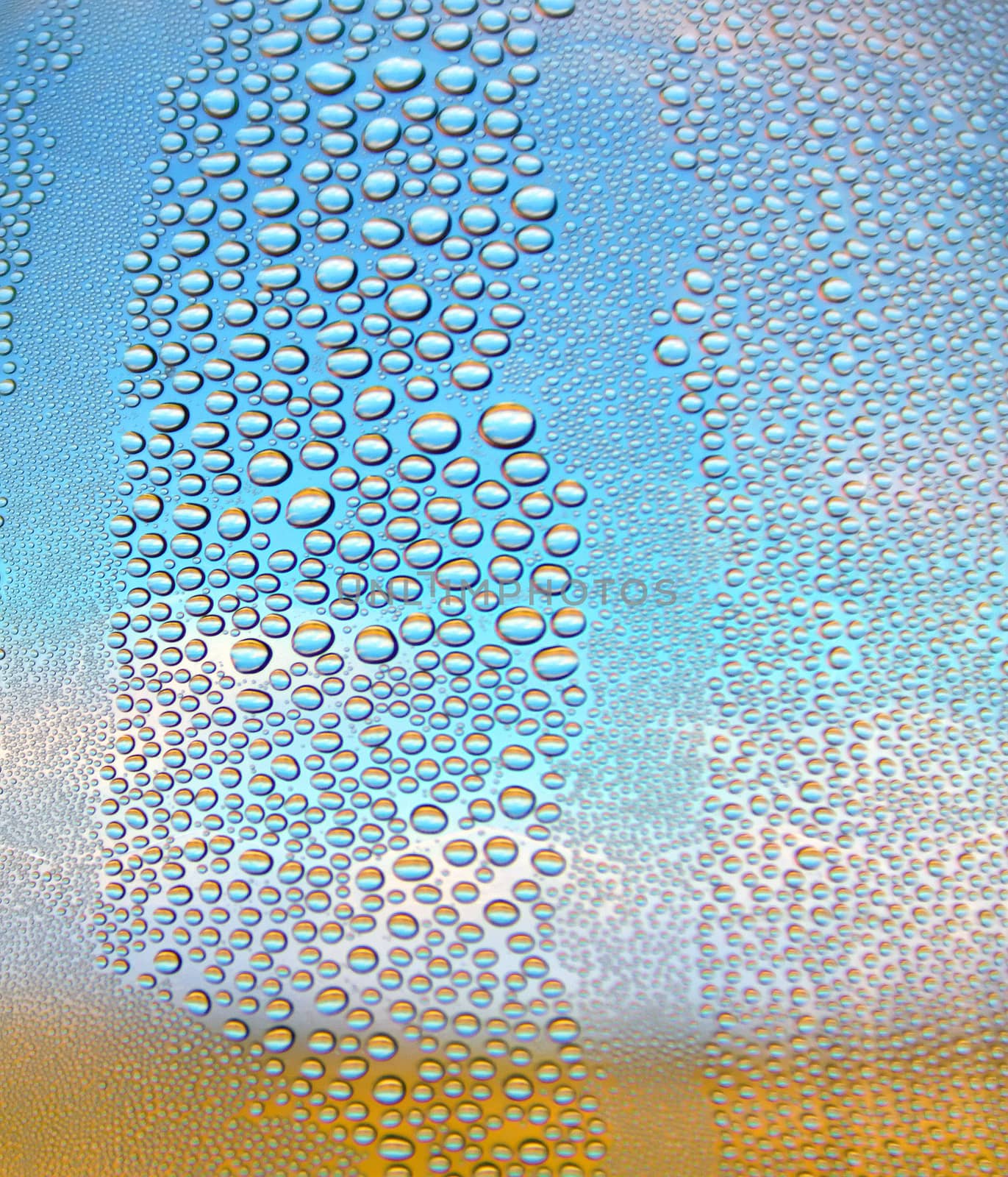 Drops of water on the crooked glass, shallow dof