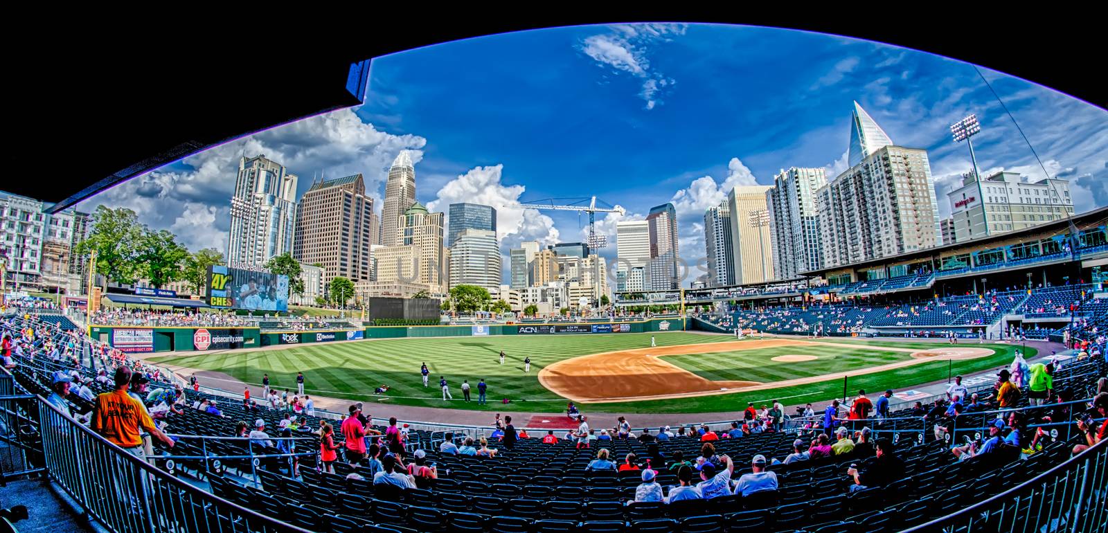 July 2015 Charlotte NC - bbt baseball charlotte nc knights baseball stadium and city skyline