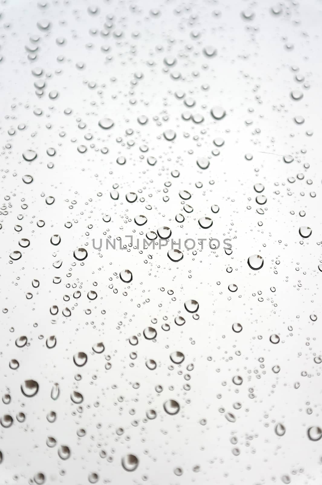 Drops of rain on the inclined window, shallow dof