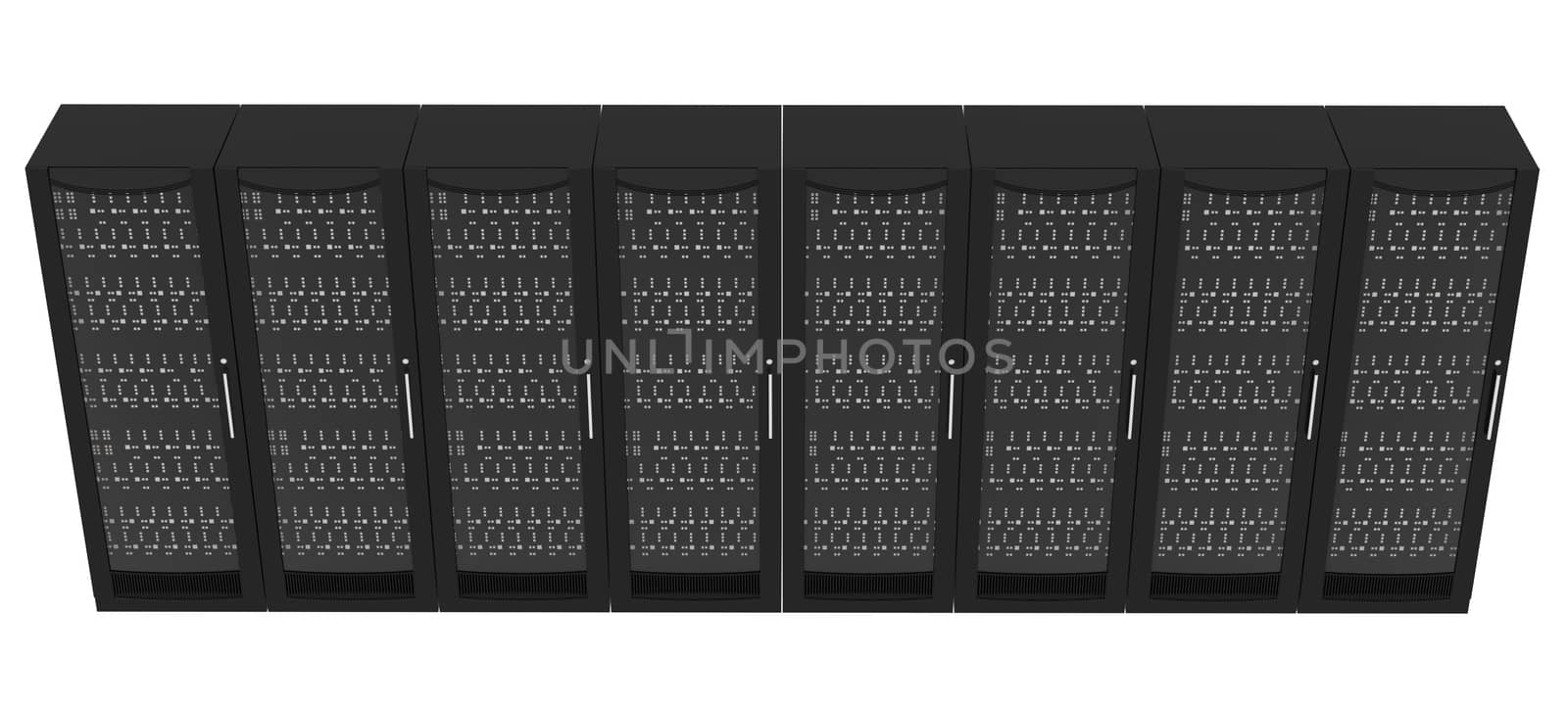 Set of metal lockers with handle on isolated white background, close up view