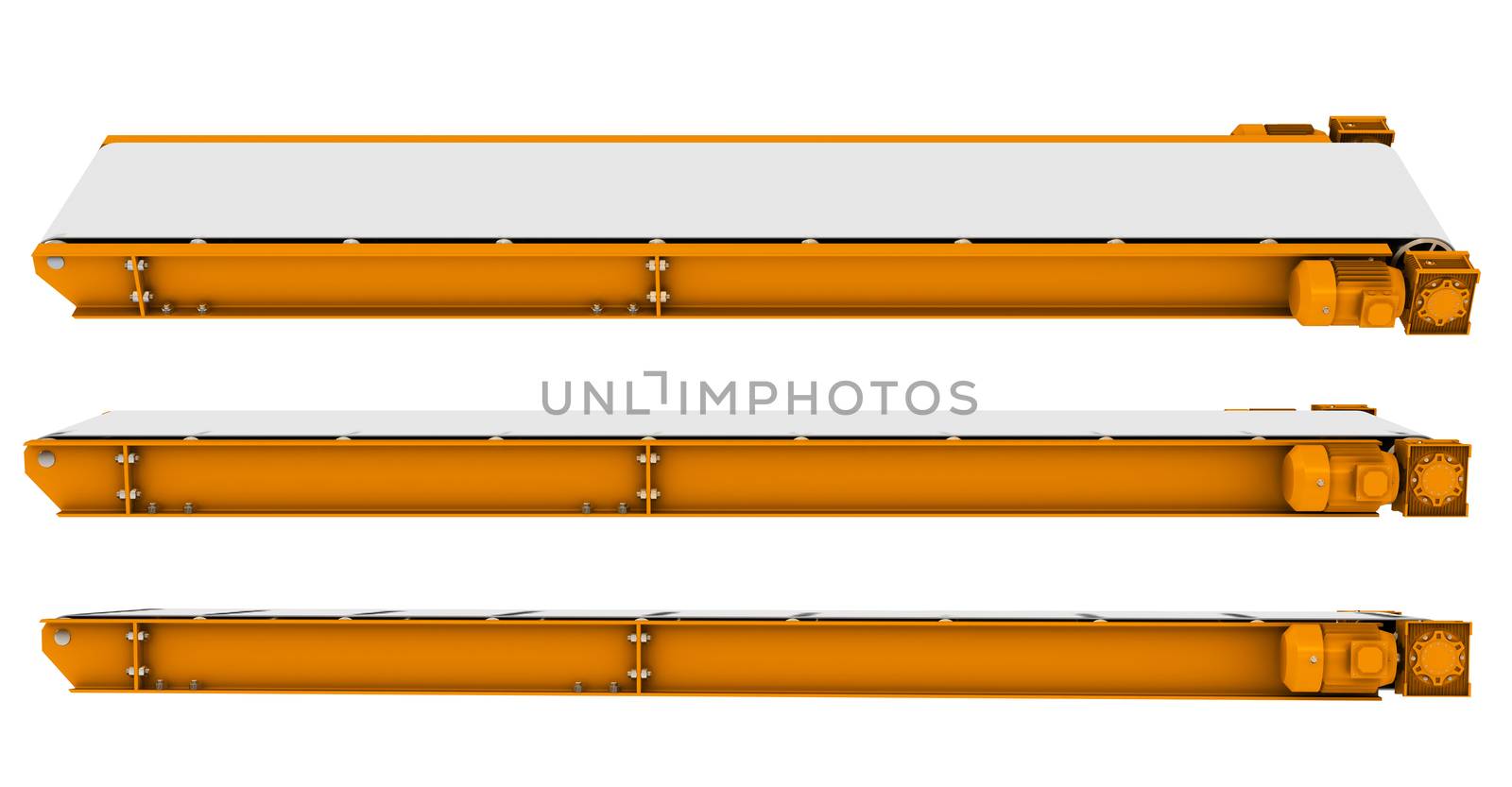 Set of transporters without wheels on isolated white background, front view