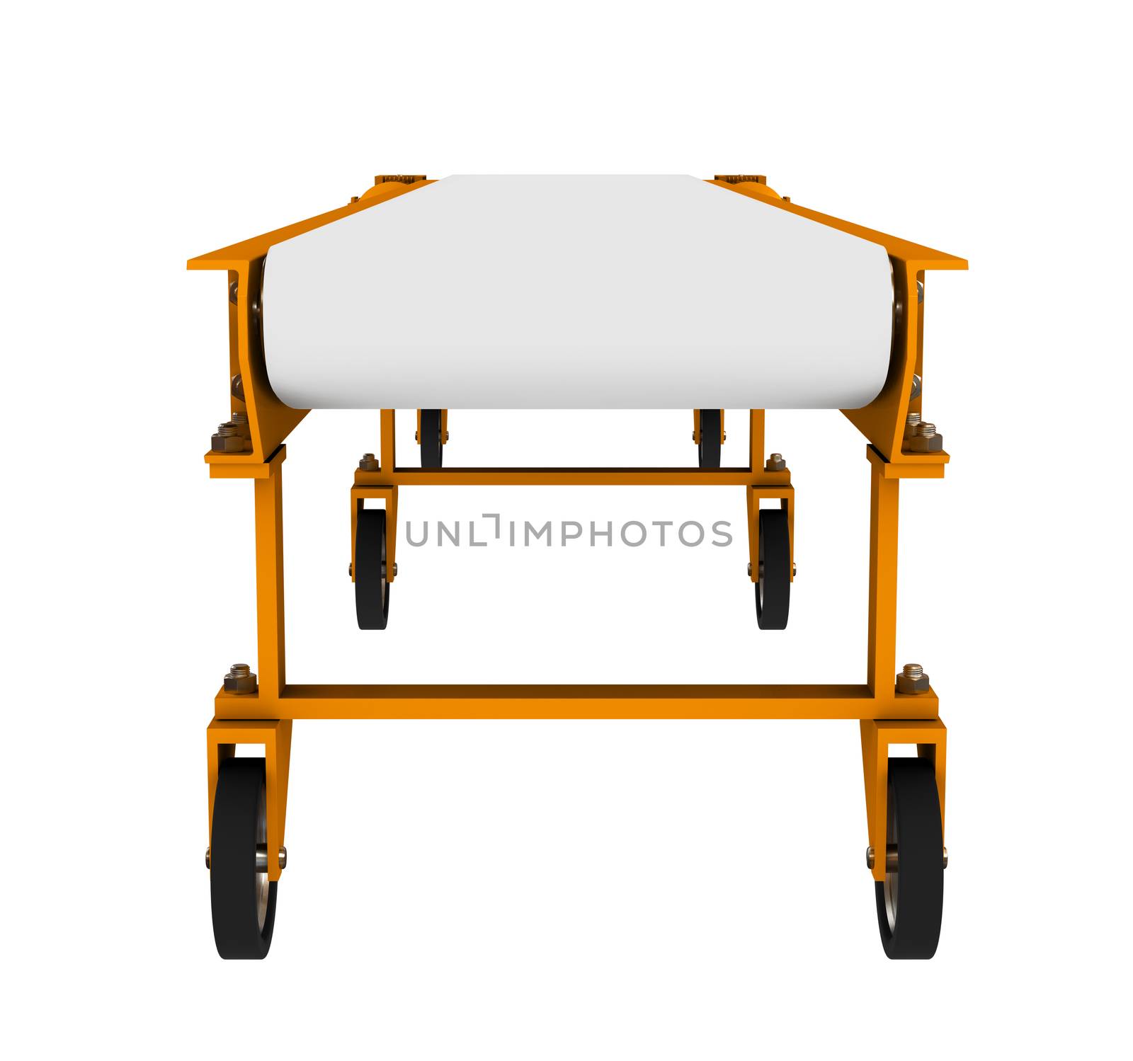 Transporter with wheels on isolated white background, front view