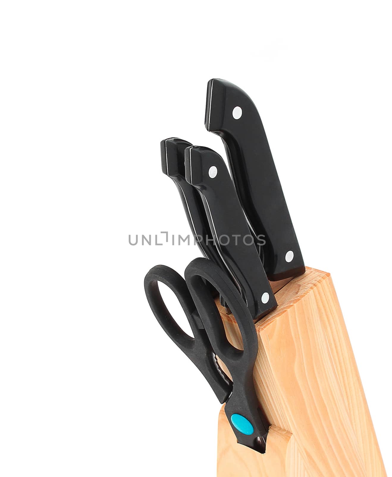 Knife block, isolated on white background.