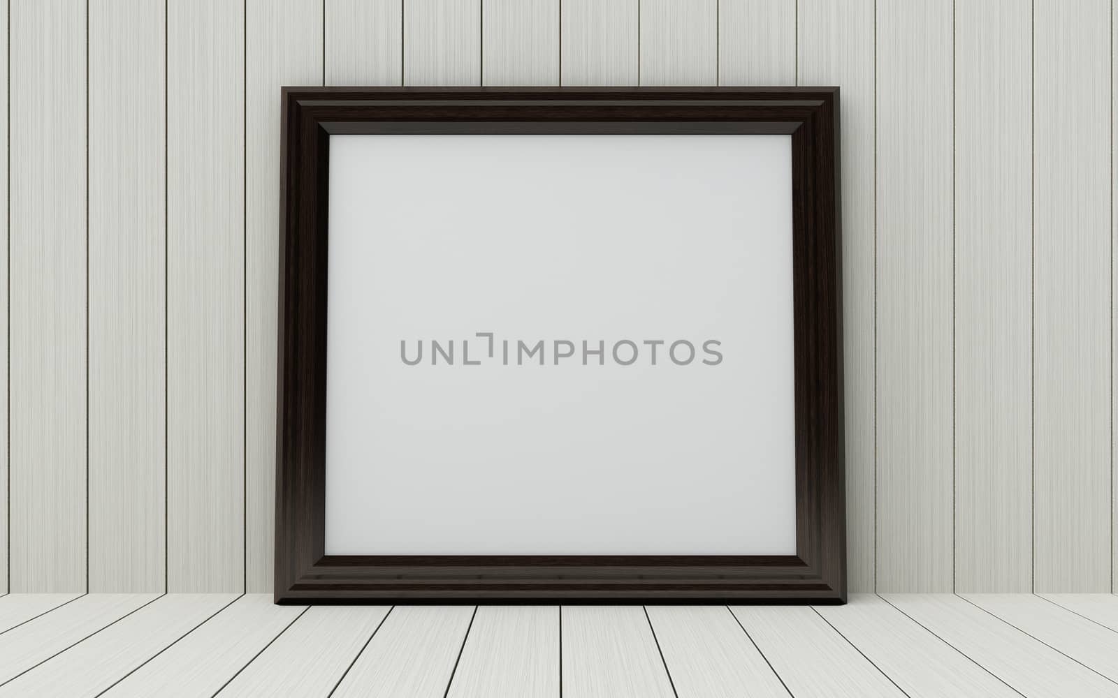 Realistic picture frame on wood background. by teerawit