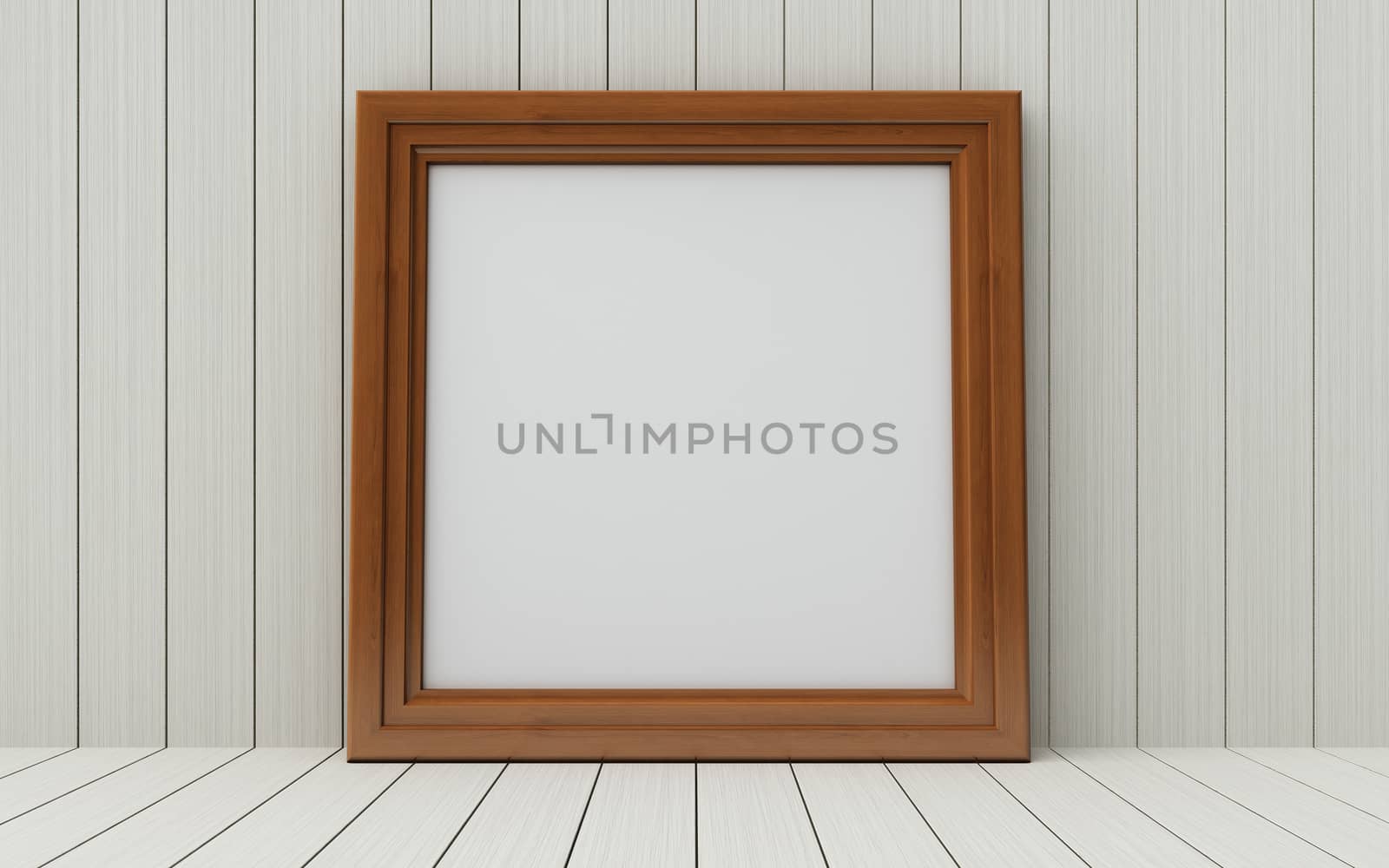 Realistic picture frame on wood background. by teerawit