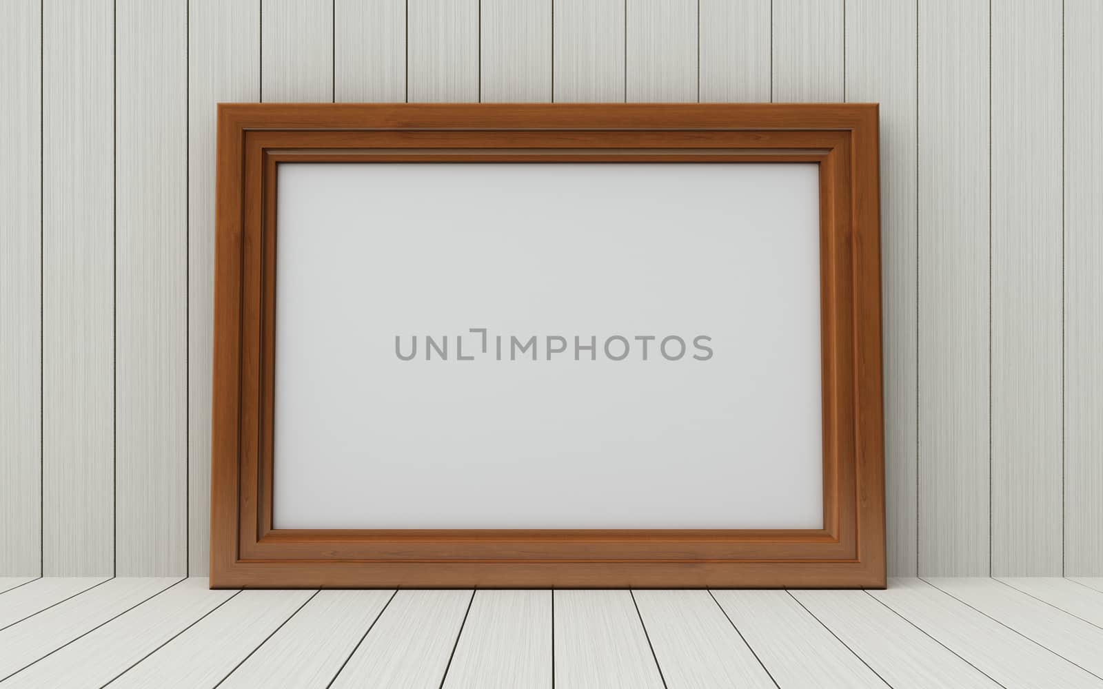 Realistic picture frame on wood background. by teerawit