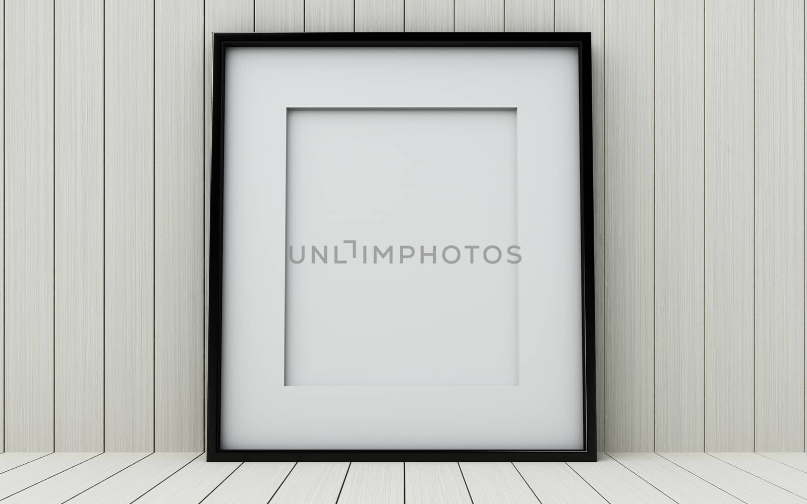 Realistic picture frame on wood background. by teerawit