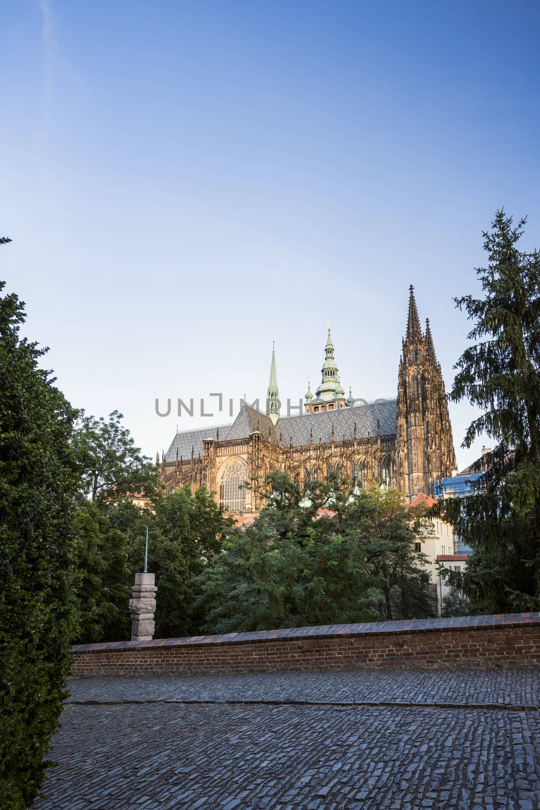 Prague Castle at sunset, rear view