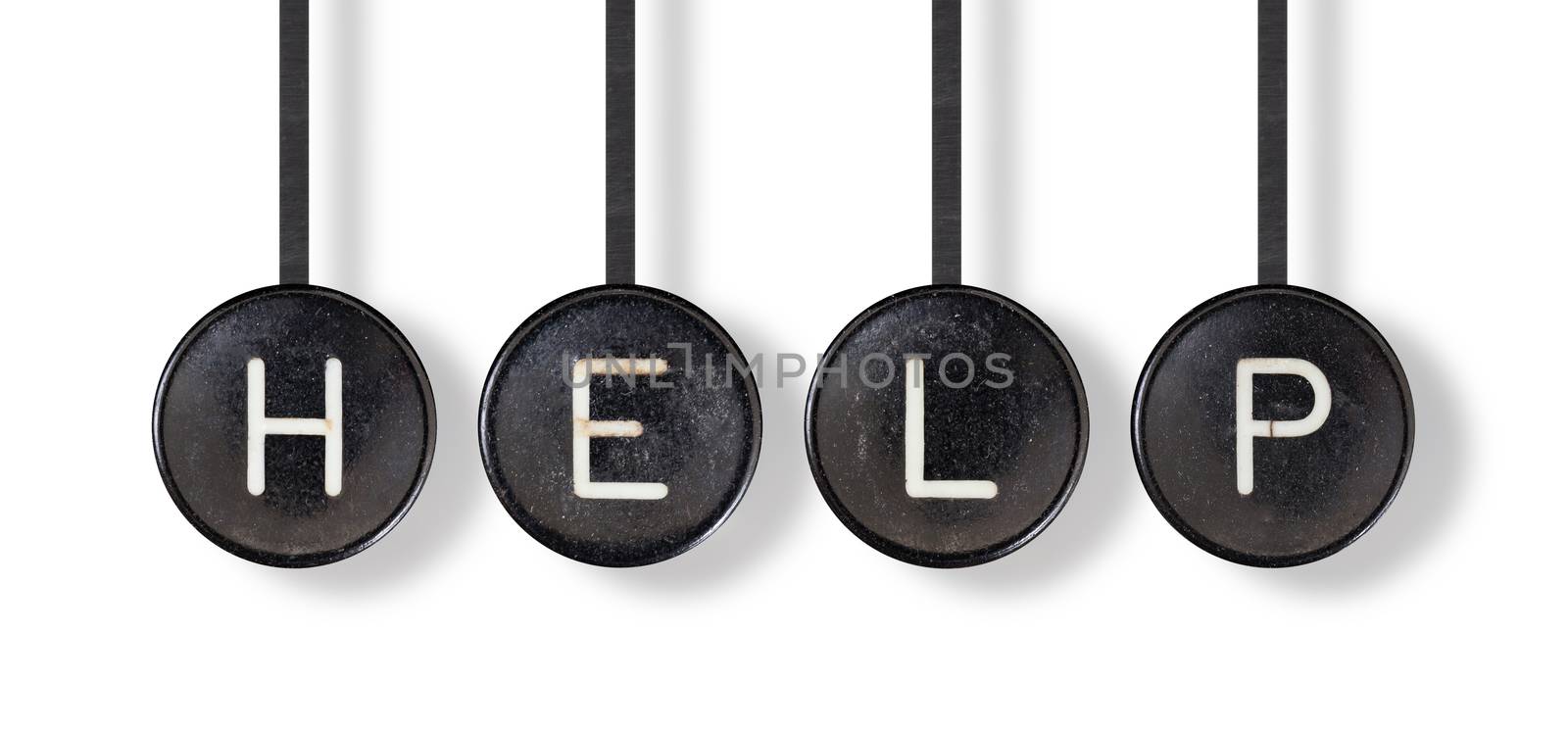 Typewriter buttons, isolated on white background - Help