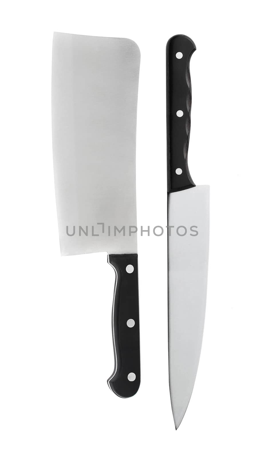 knifes with black handles on a white