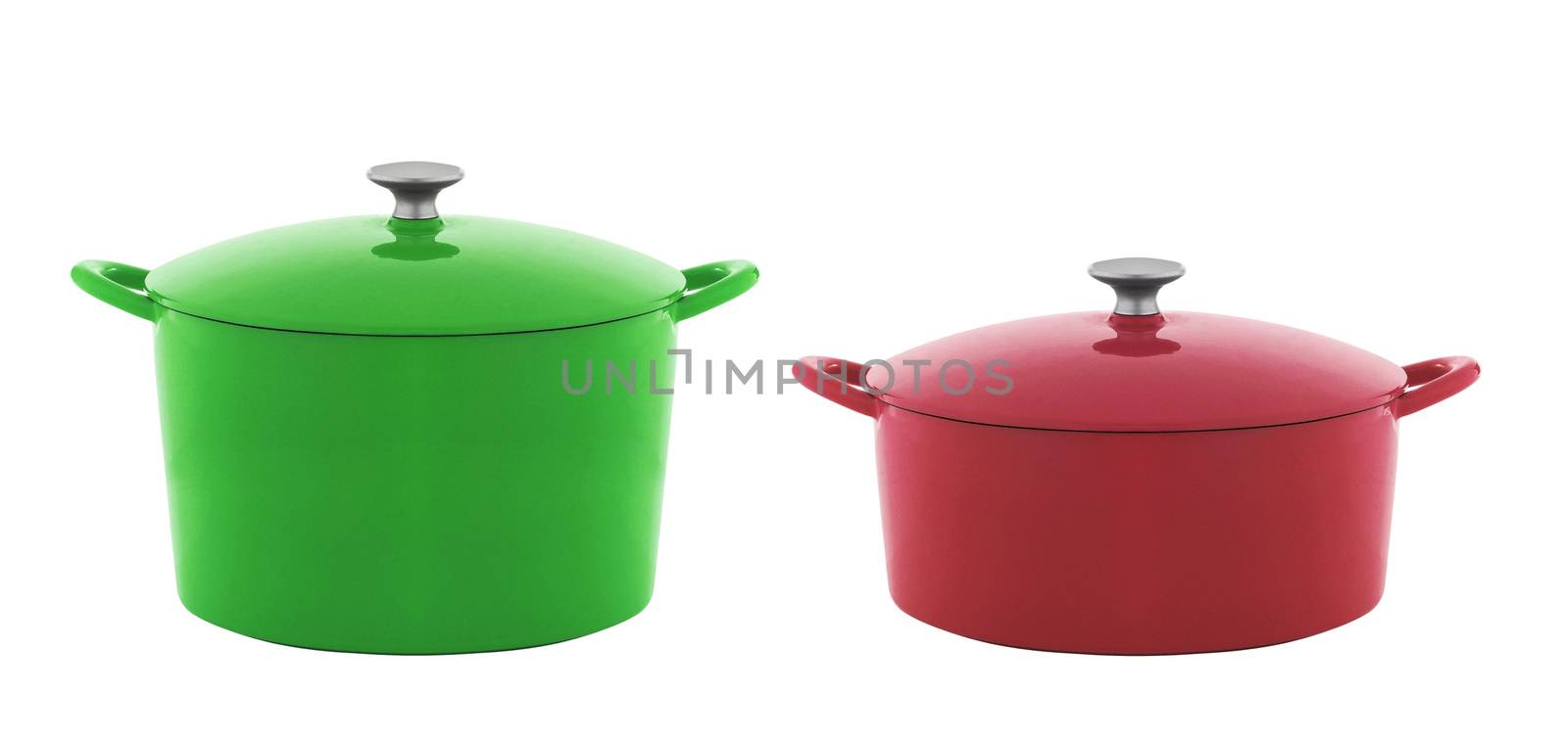 Red saucepan isolated on white background