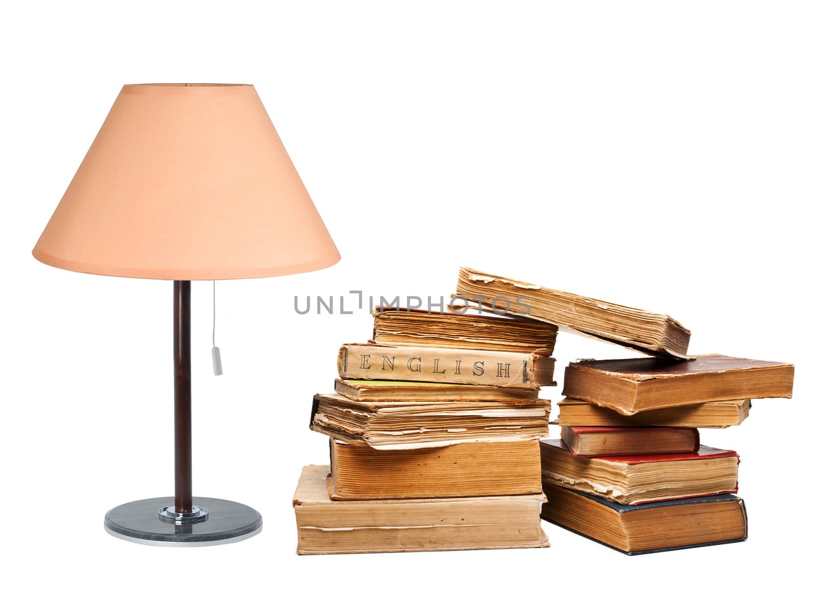 old books with a lamp