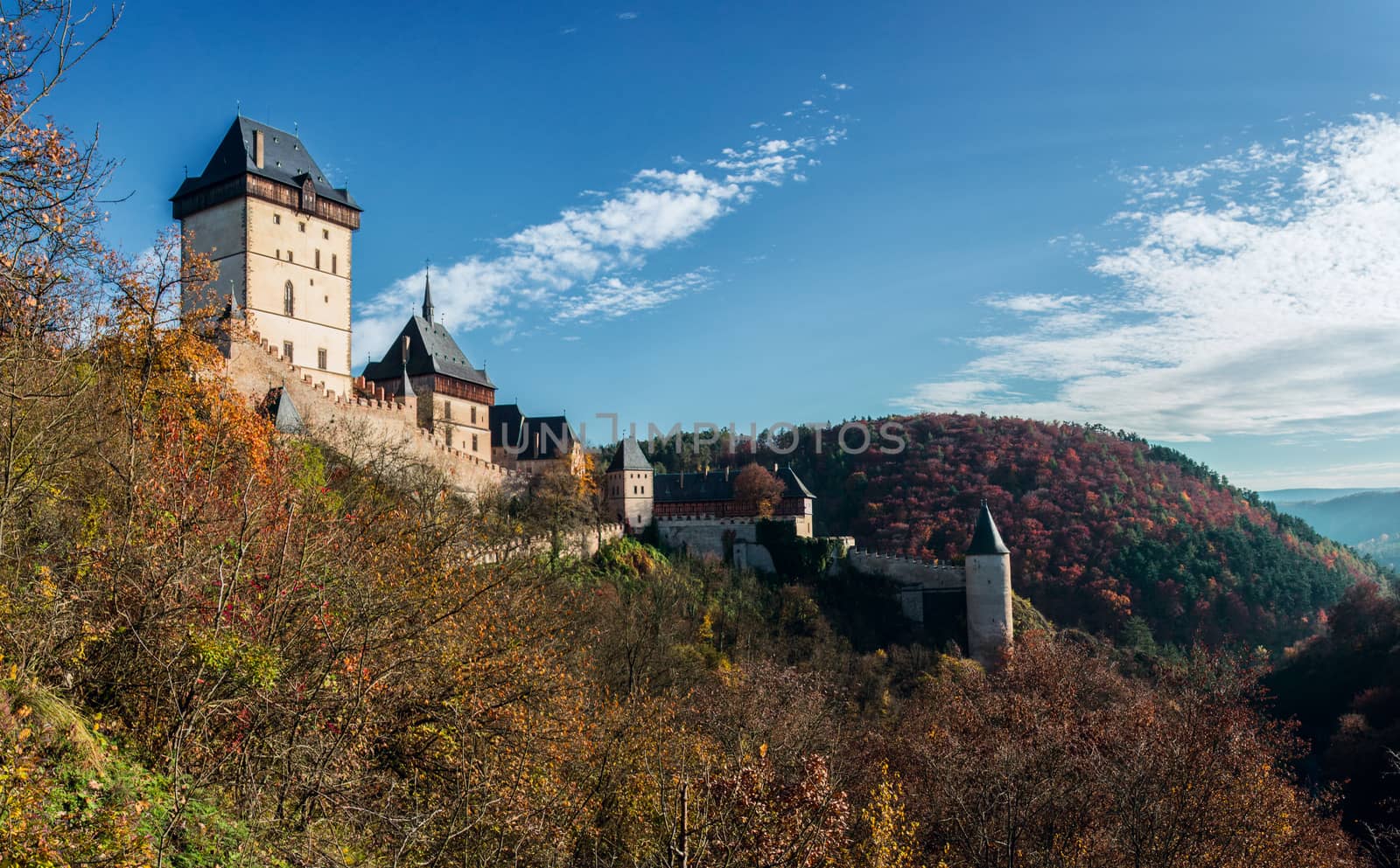 Karlstejn castle in autumn colors

